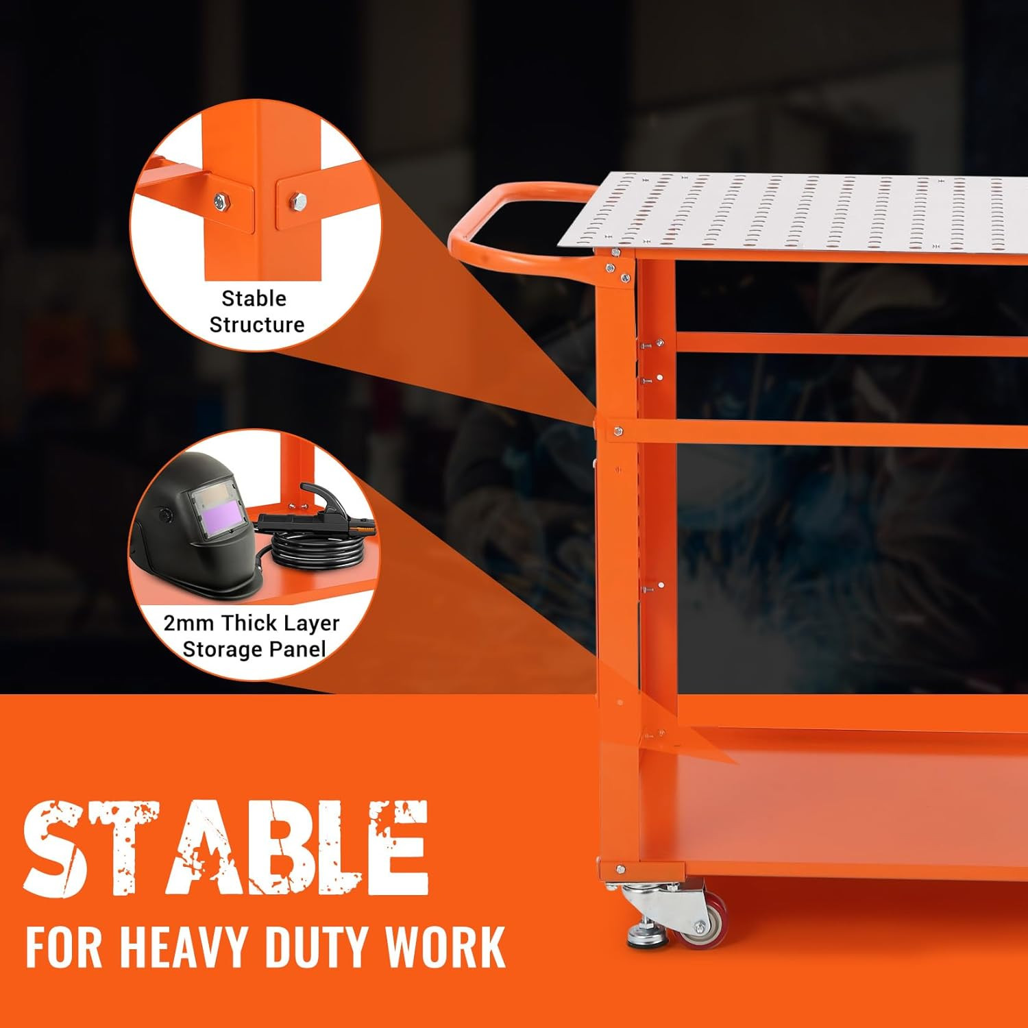 36″ x 24″ Welding Table 600 LBS Welding Workbench with 5/8” Holes and Pegboard