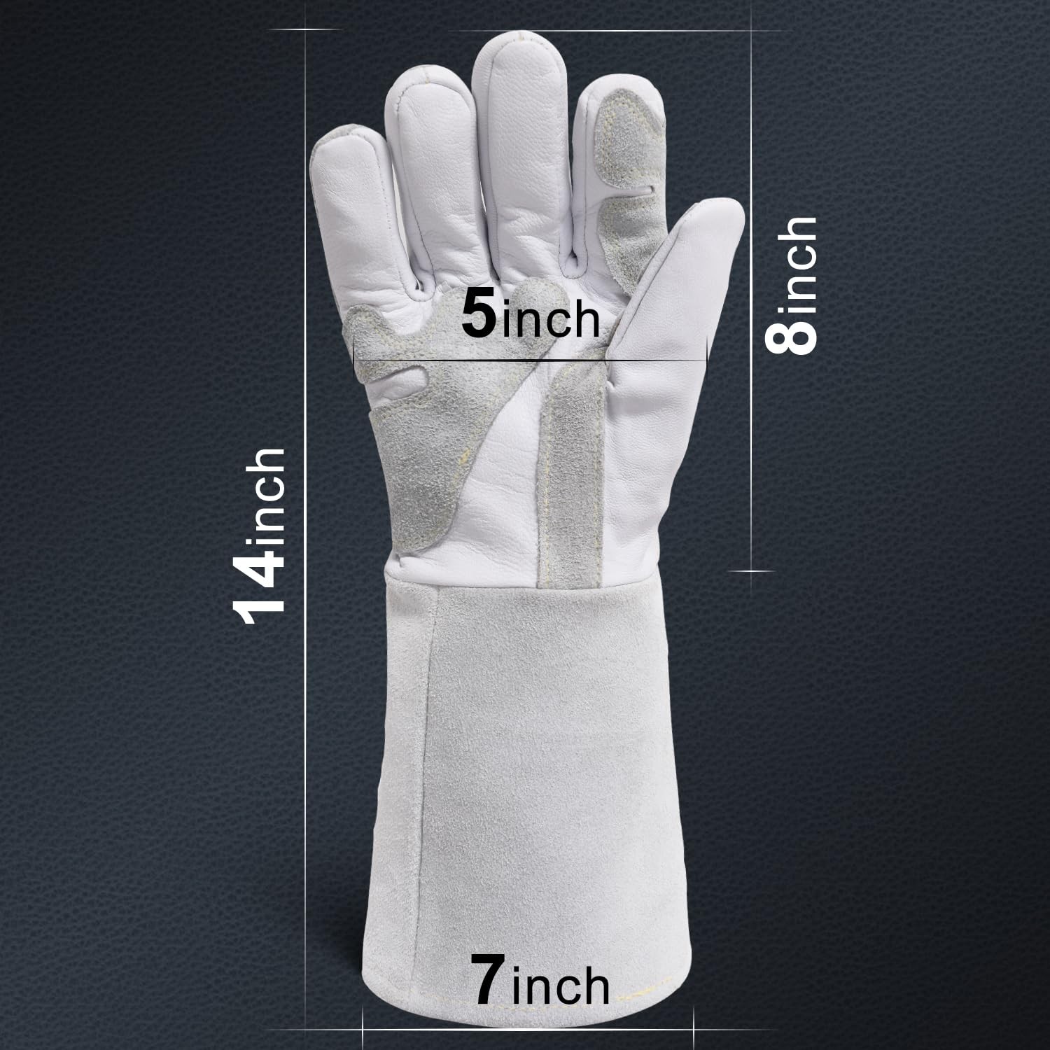 TOPDC Premium Goatskin Leather Welding 14 Inch, 14 Inch Goat Grain-large