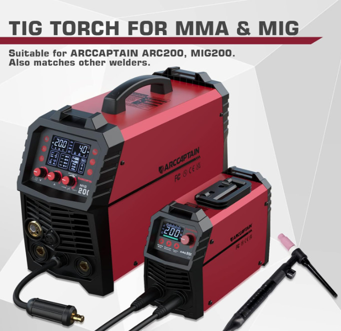 WP-17V TIG Torch 150A, 13FT Hose/Cable, 35-50mm for ARCCAPTAIN ARC/MIG Series