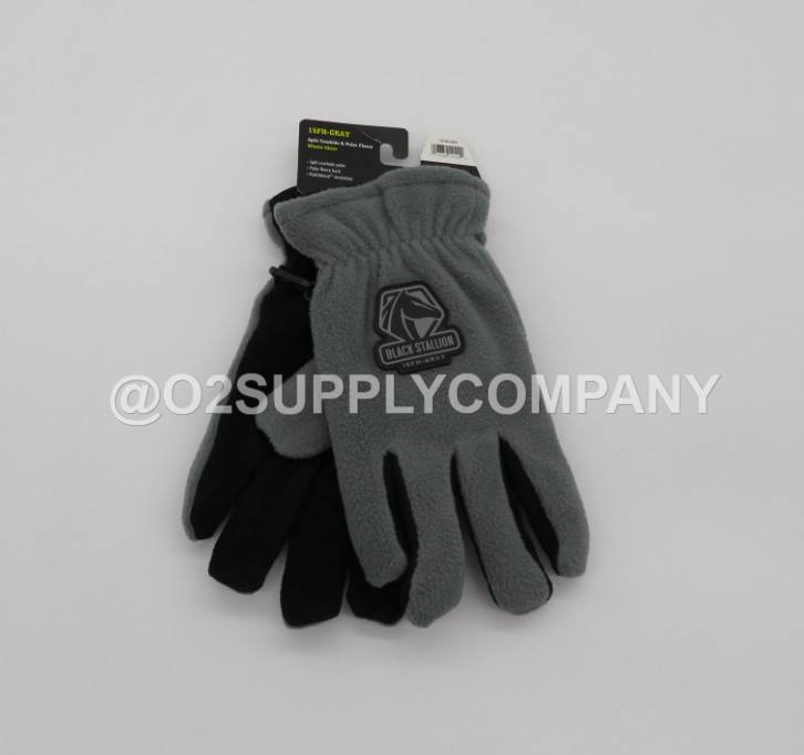 Black Stallion 15FHMGRAY Polar Fleece/Cow Split Medium, Multiblend Insulated Dri