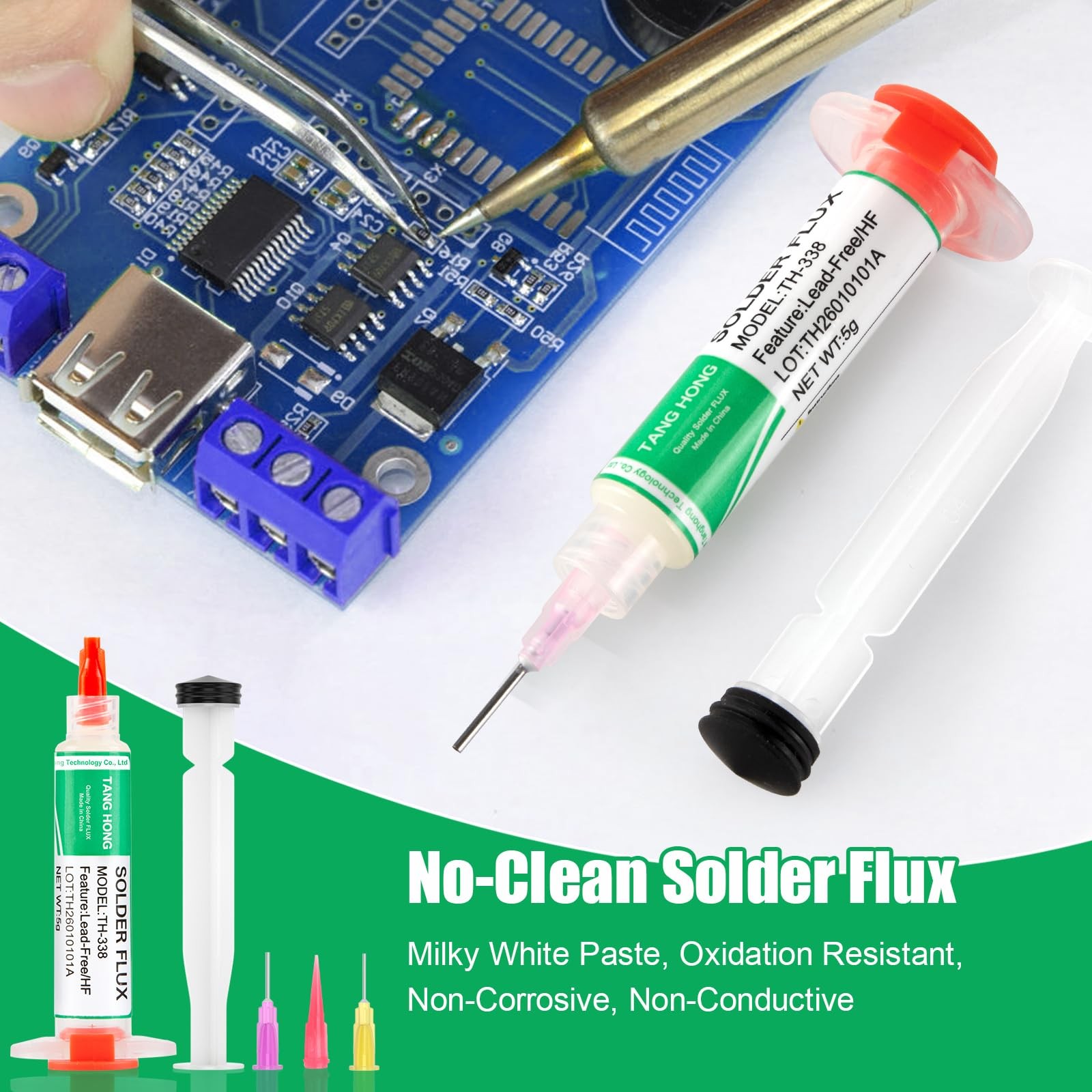 TANG HONG TH-338 No Clean Soldering Flux Paste(5CC), Solder For…