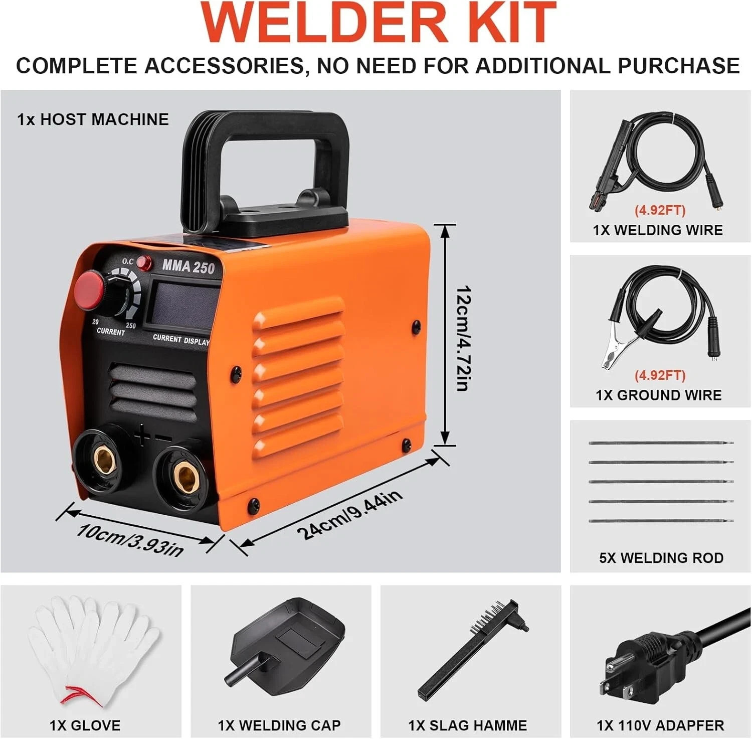 Soldadora Electrica Portatil Inversor 250A 110v Maquina De Soldar MMA ARC