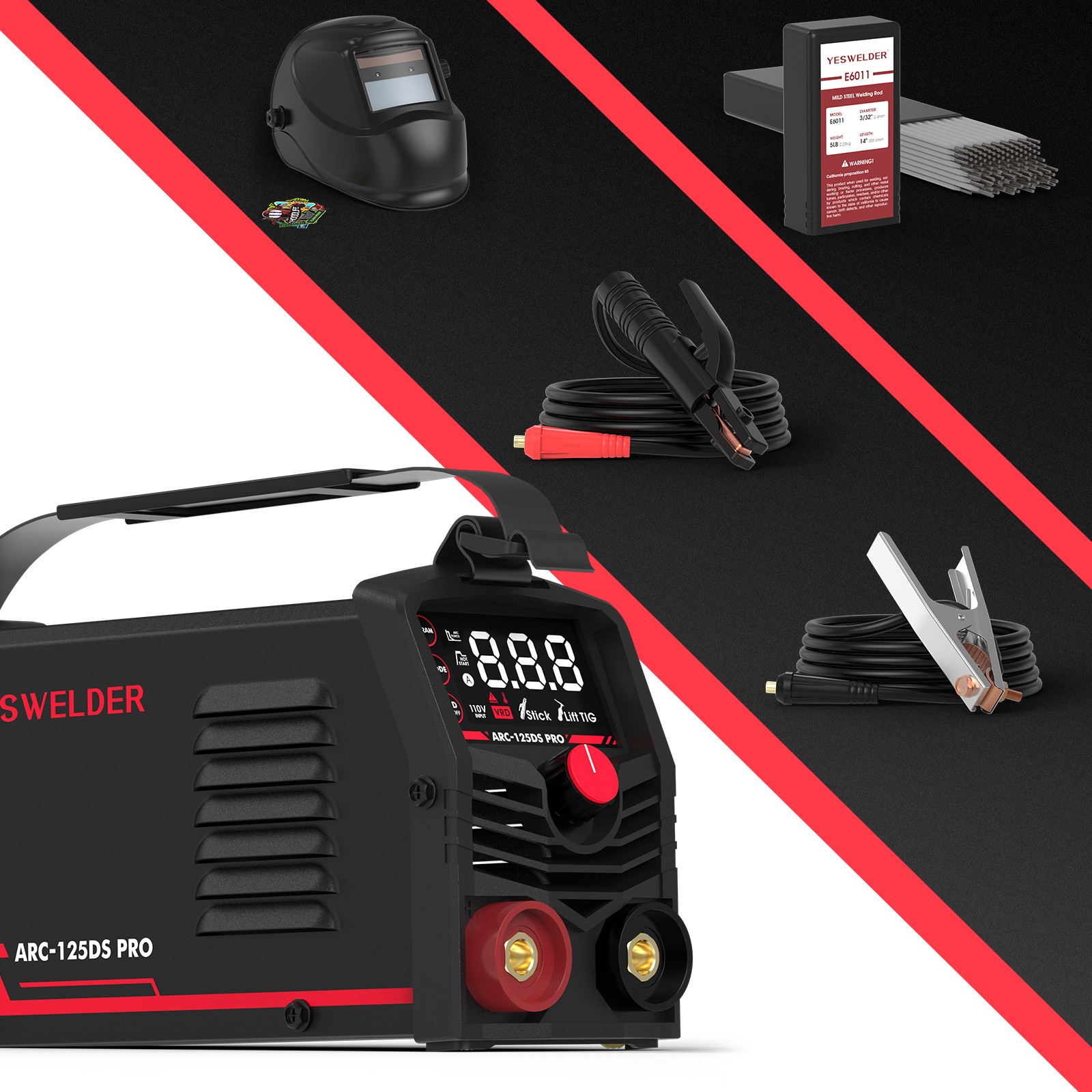 Stick Welder 125Amp ARC Welding 110V Portable Welder With Helmet&Welding rods