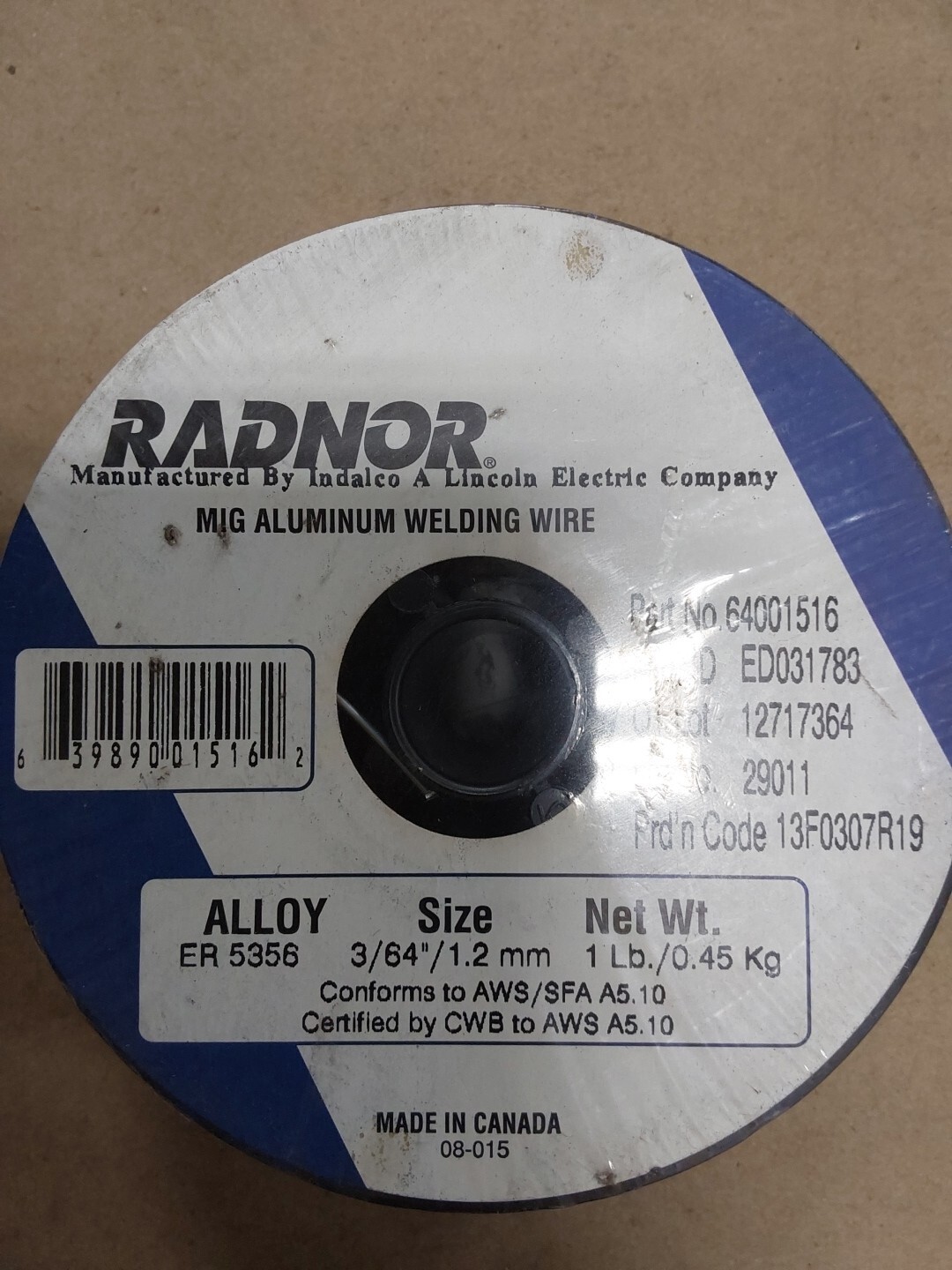 Radnor MIG Aluminum Welding Wire ER5356 Alloy 3/64″ 1.2mm 64001516 1lb NEW..E4