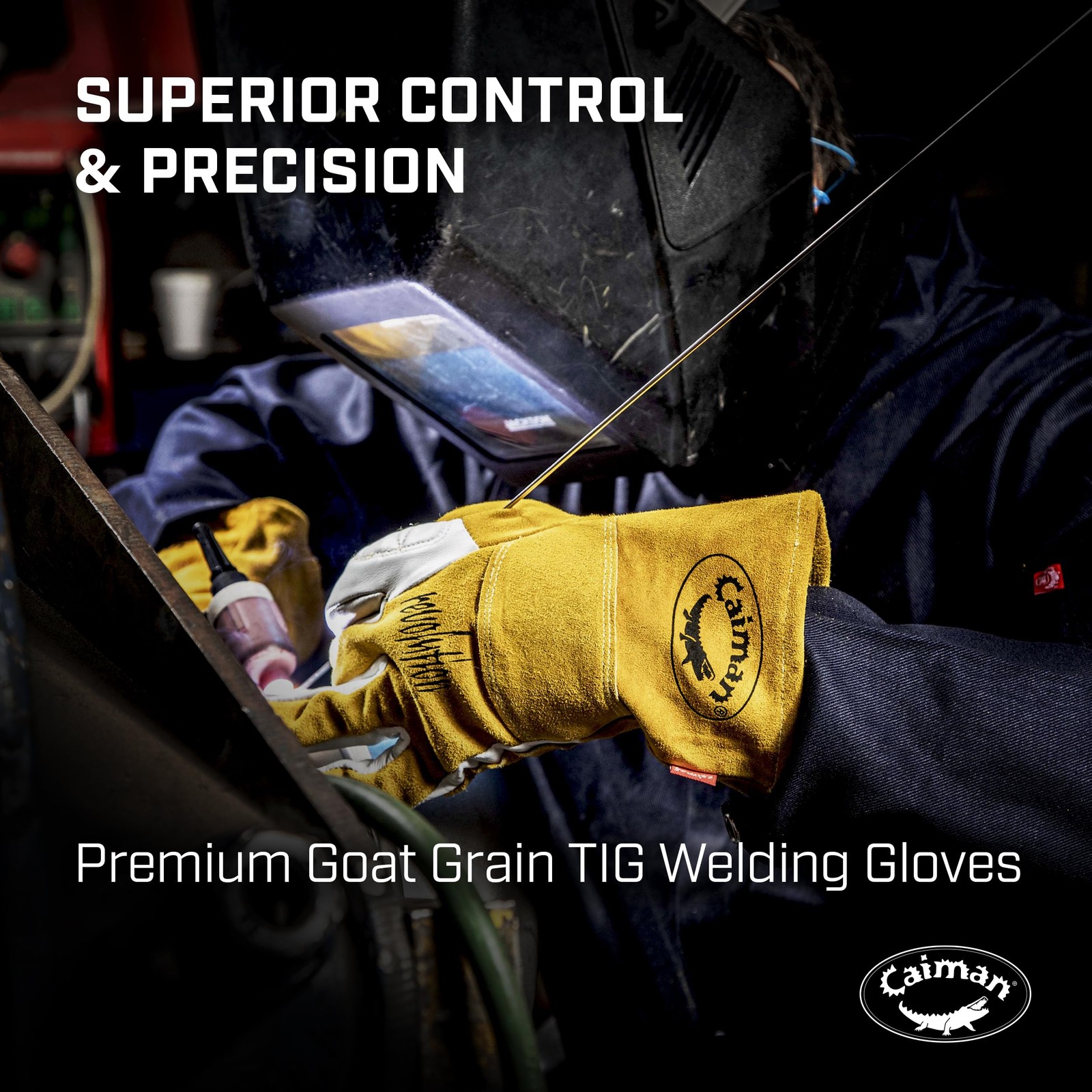 Premium Goat Grain Tig/multitask Welding Gloves Split Cowhide Back 4inch Extende