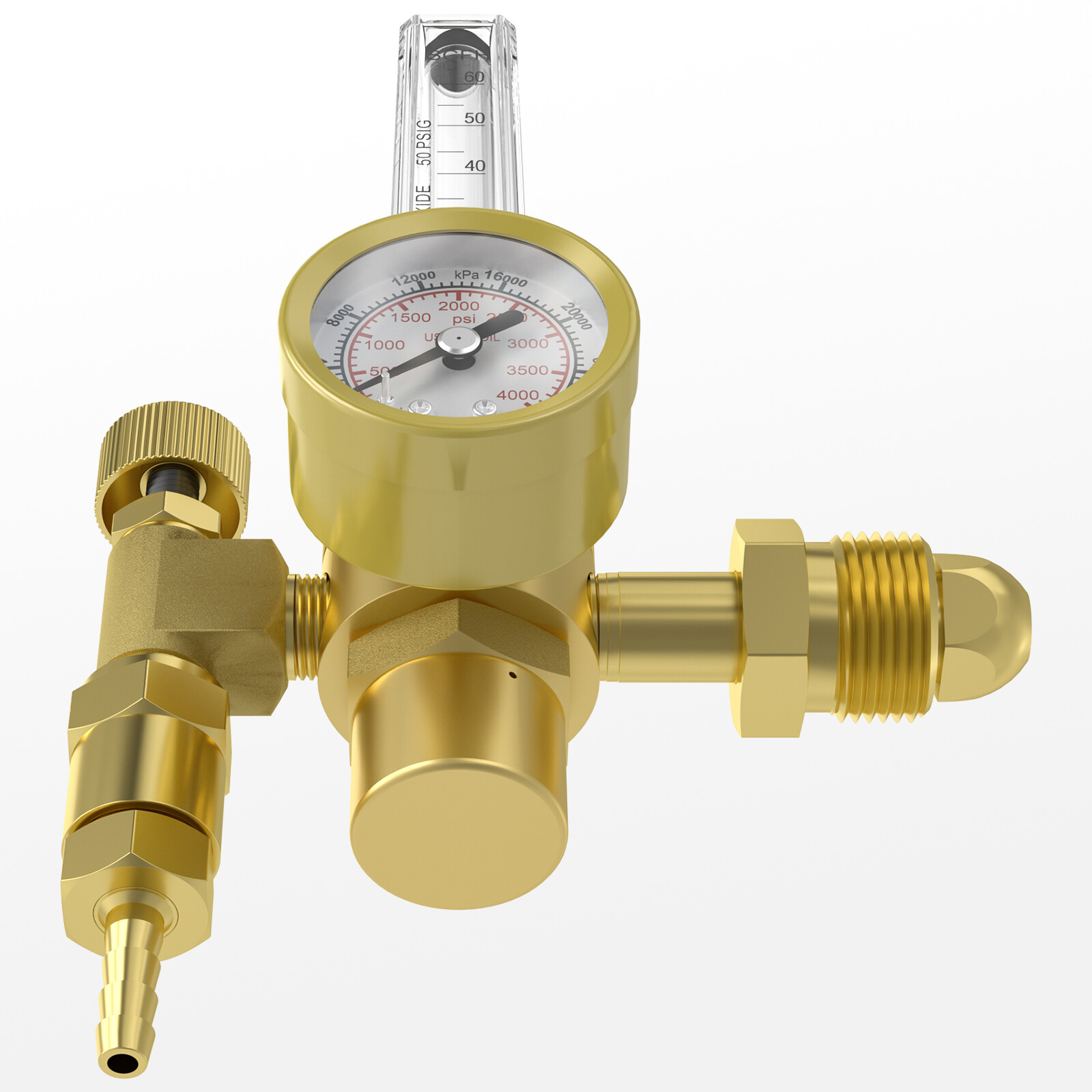 CO2 Argon Gas Regulator, flow meter regulator with 8ft Gas Hose for MIG TIG