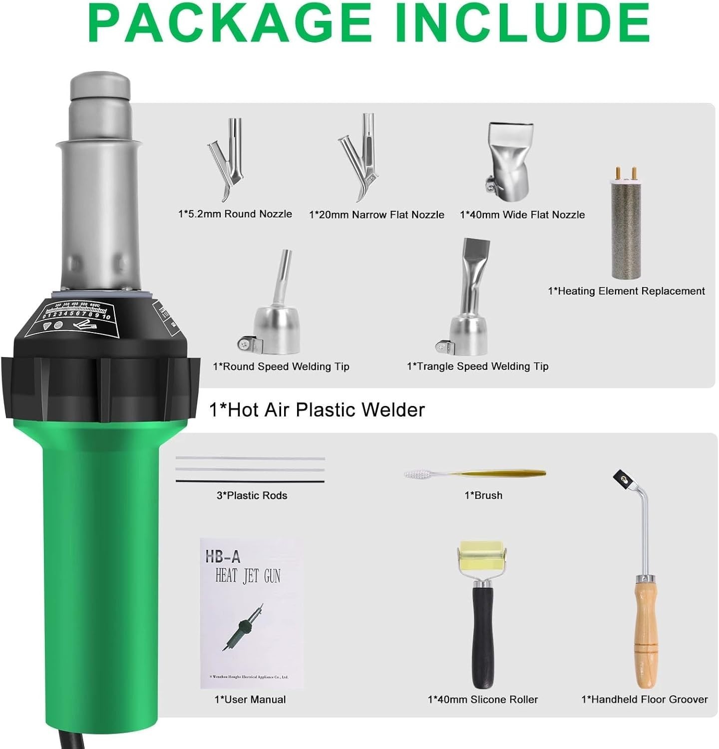 Versatile 1600W Hot Air Welding Kit with Multiple Nozzles for Home Repair