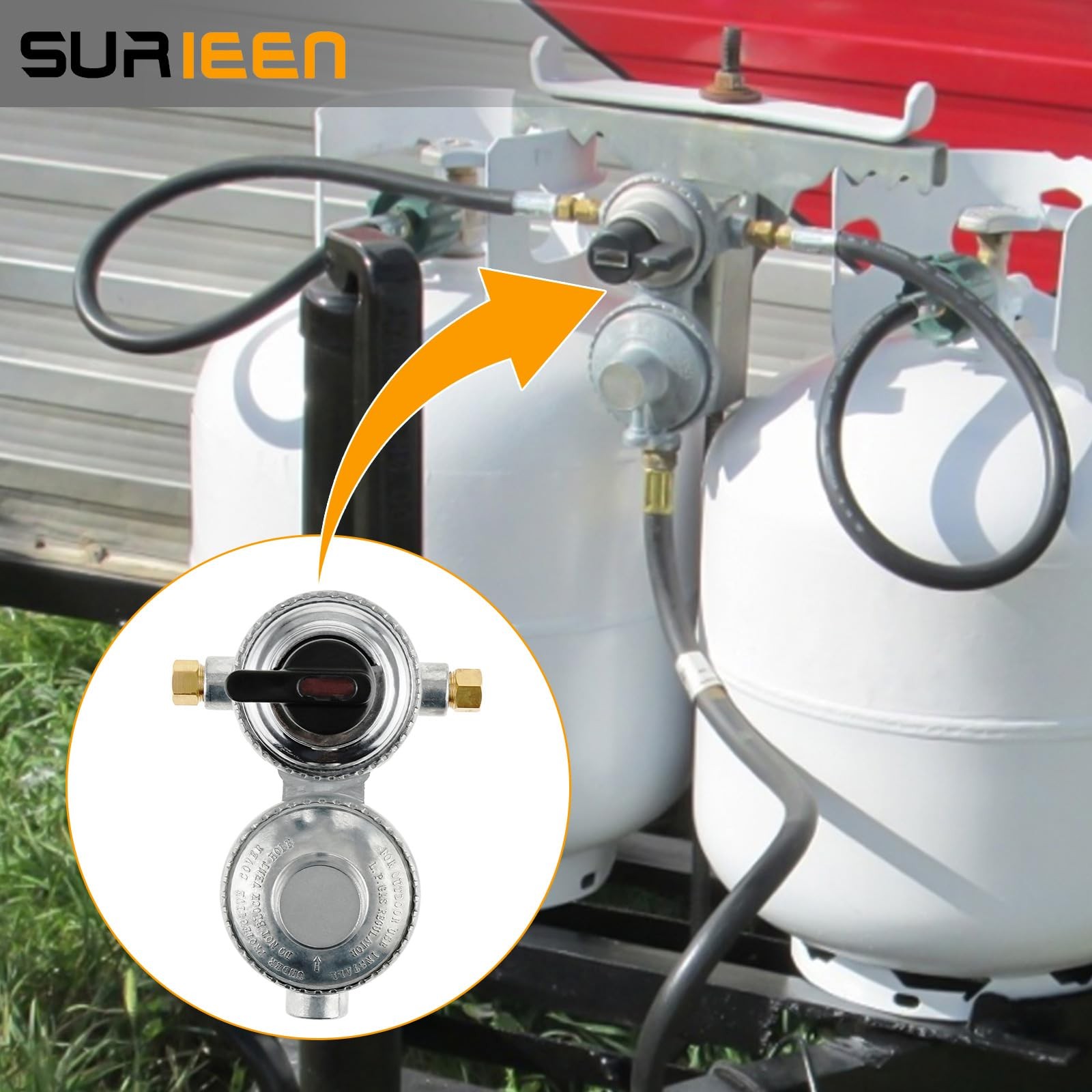 SURIEEN 2 Stage Automatic Changeover LP Propane Gas Regulator, RV 2 Black