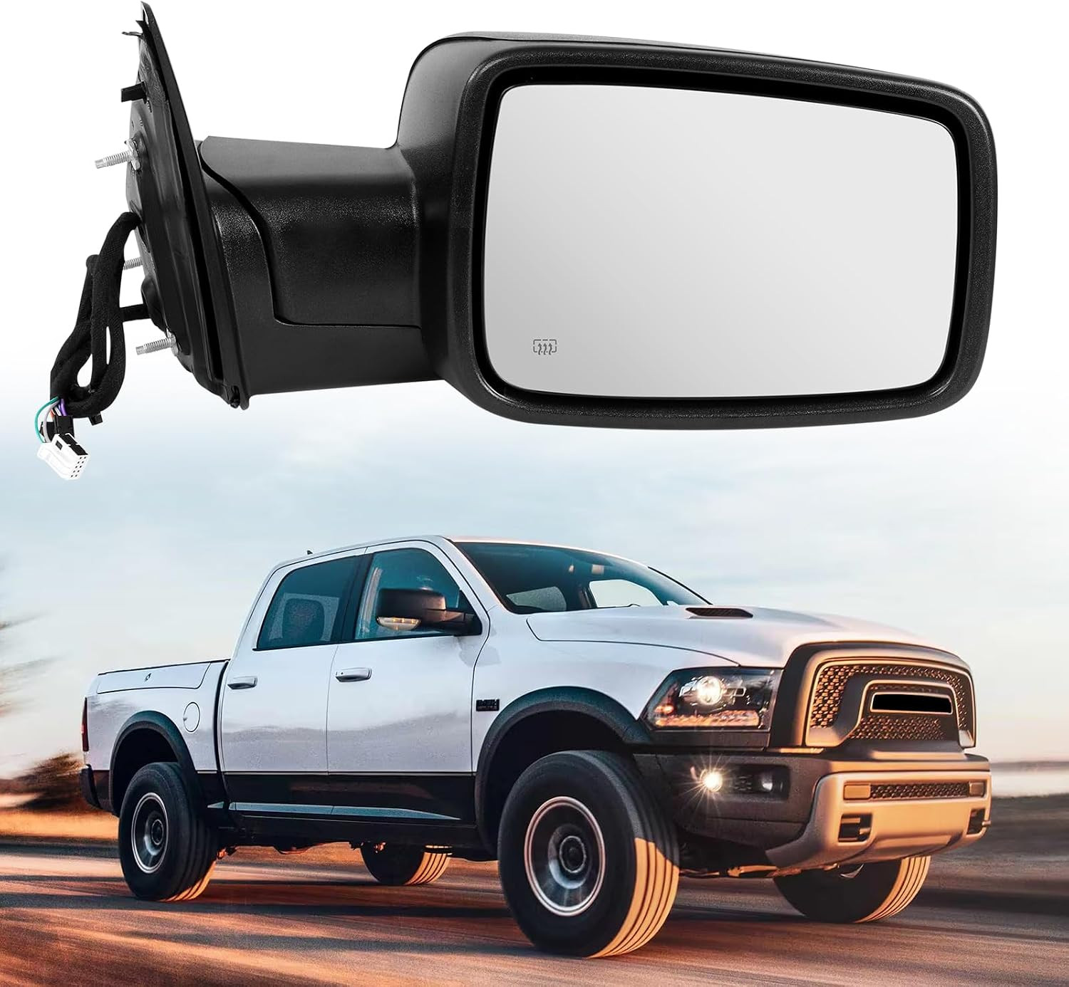 Passenger Side Mirror Compatible with 2013-2018 Dodge Ram 1500/2500 /3500, with