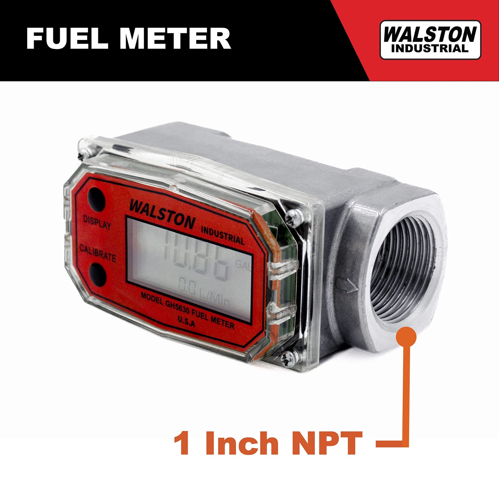WALSTON INDUSTRIAL GH-5630 Digital Fuel Meter 1 Inch, Fuel Meter for Diesel, …