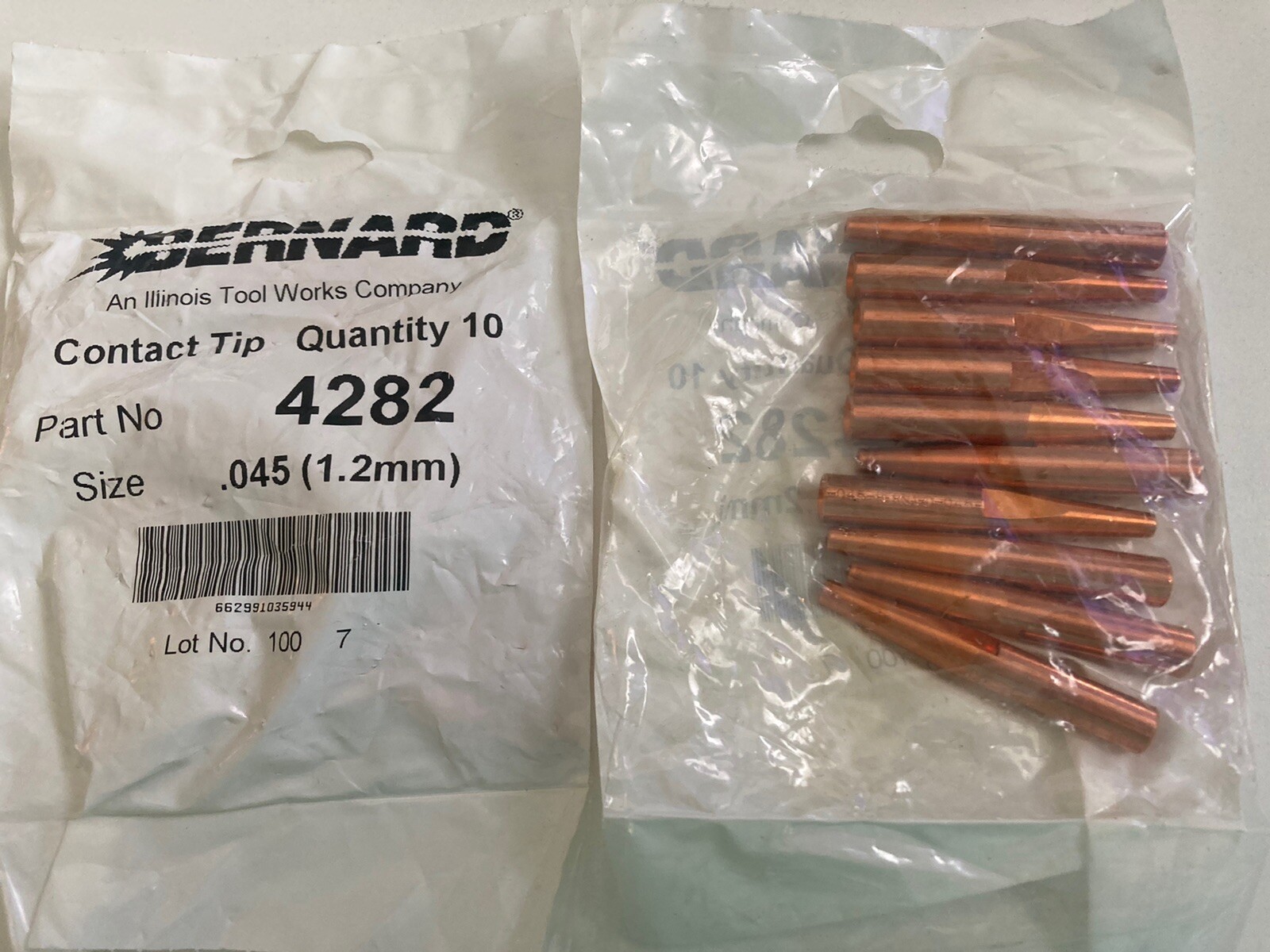 Qty: 20 OEM Bernard 4282 Contact Tips – Gold, 2 Packs of 10 – SEALED