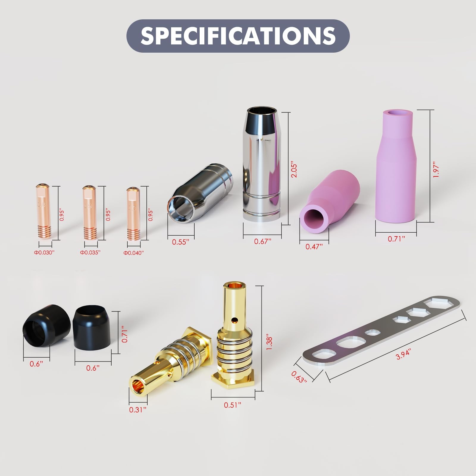 Mig Welding Accessory Kit for Mig : 19pcs Nozzle Kits, Welding Tips .030″/.03…