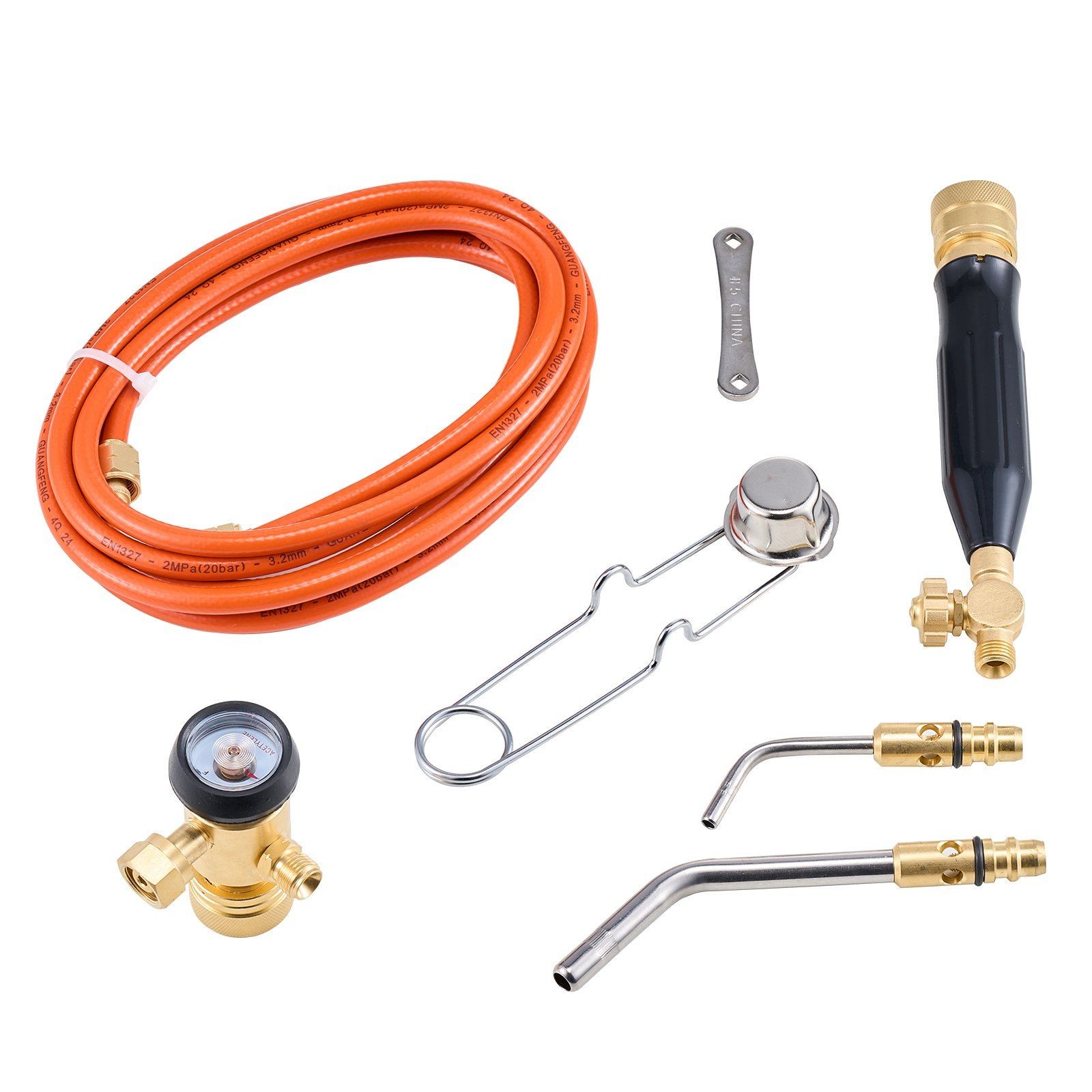Regulator Built Acetylene Torch Kit with 149in Hose Two Tips Portable