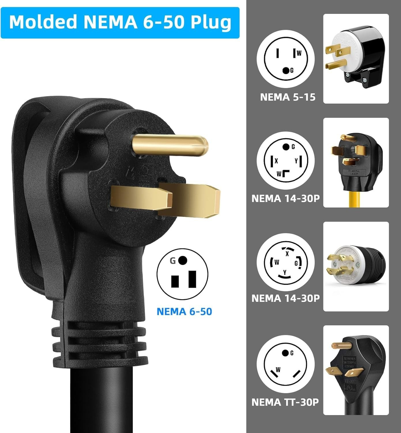 Welder Extension Cord 6 AWG 6/3 SOOW Cord,50 Amp Welding Power Extension 250V NE