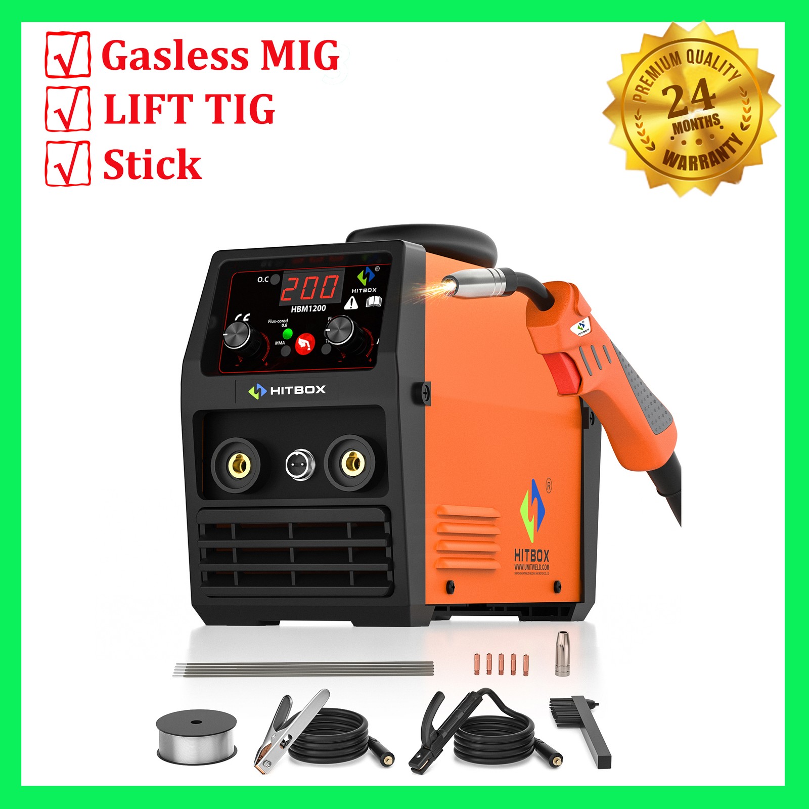 Portable HITBOX 3IN1 Welding Machine 140A Gasless MIG ARC Lift TIG Dual Voltage