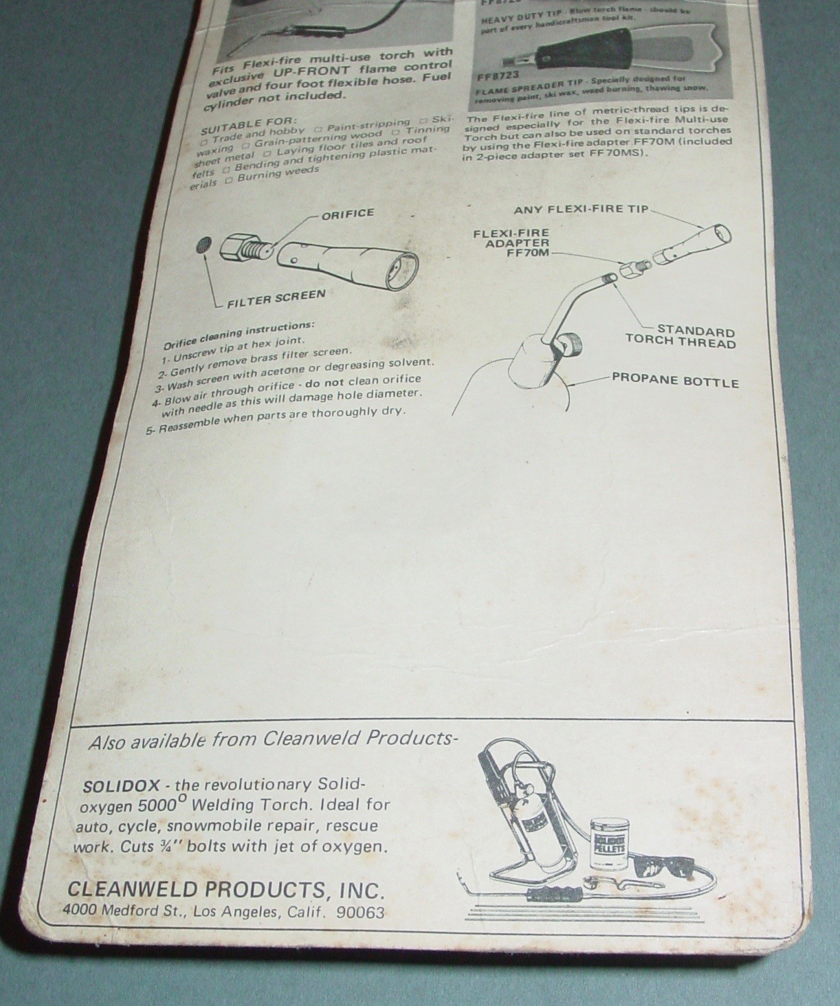 Vintage Gas Torch Flame Spreader Paint Burner Flat Wide Tip Flexi-Fire NOS USA