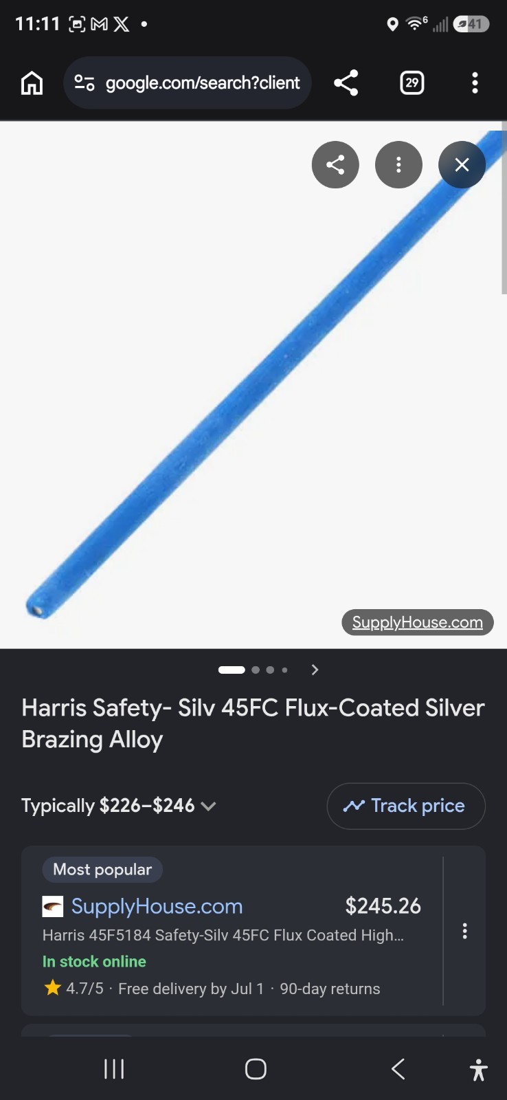Harris Safety- Silv 45FC Flux-Coated Silver Brazing Alloy