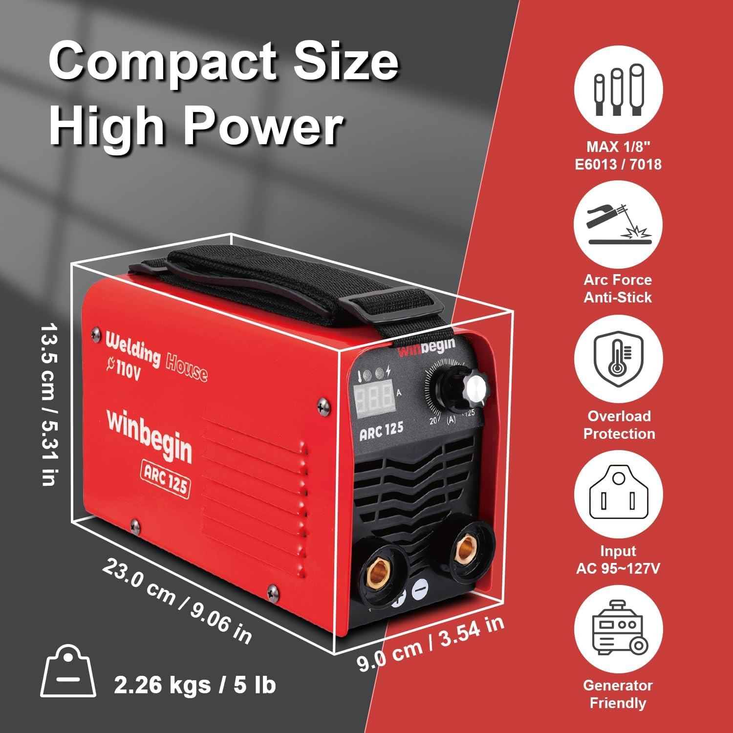 125A 110V Mini Welding Machine, Arc Welder & Stick Welder, Portable IGBT Inverte