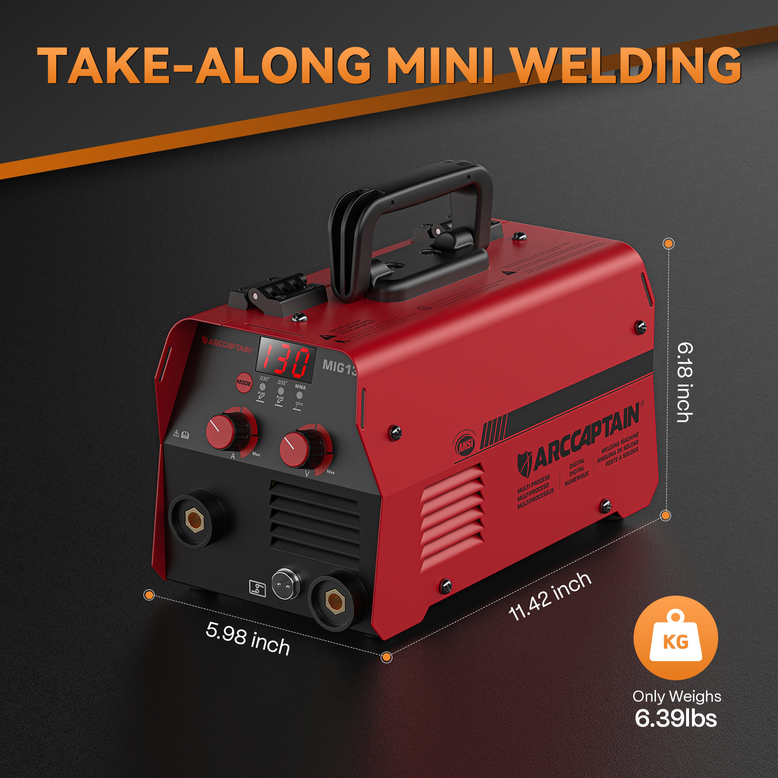 ARCCAPTAIN 2 in 1 MIG Welder 130A Flux Core MIG/MMA Welding Machine Gasless 2026