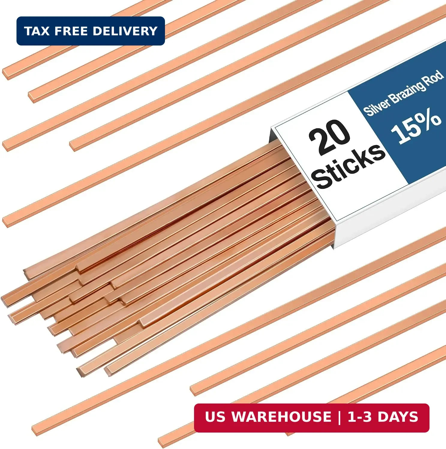 20 Sticks 15% Silver Brazing Rod, AWS BCuP-5 Flat Silver Solder Phosphor Copper
