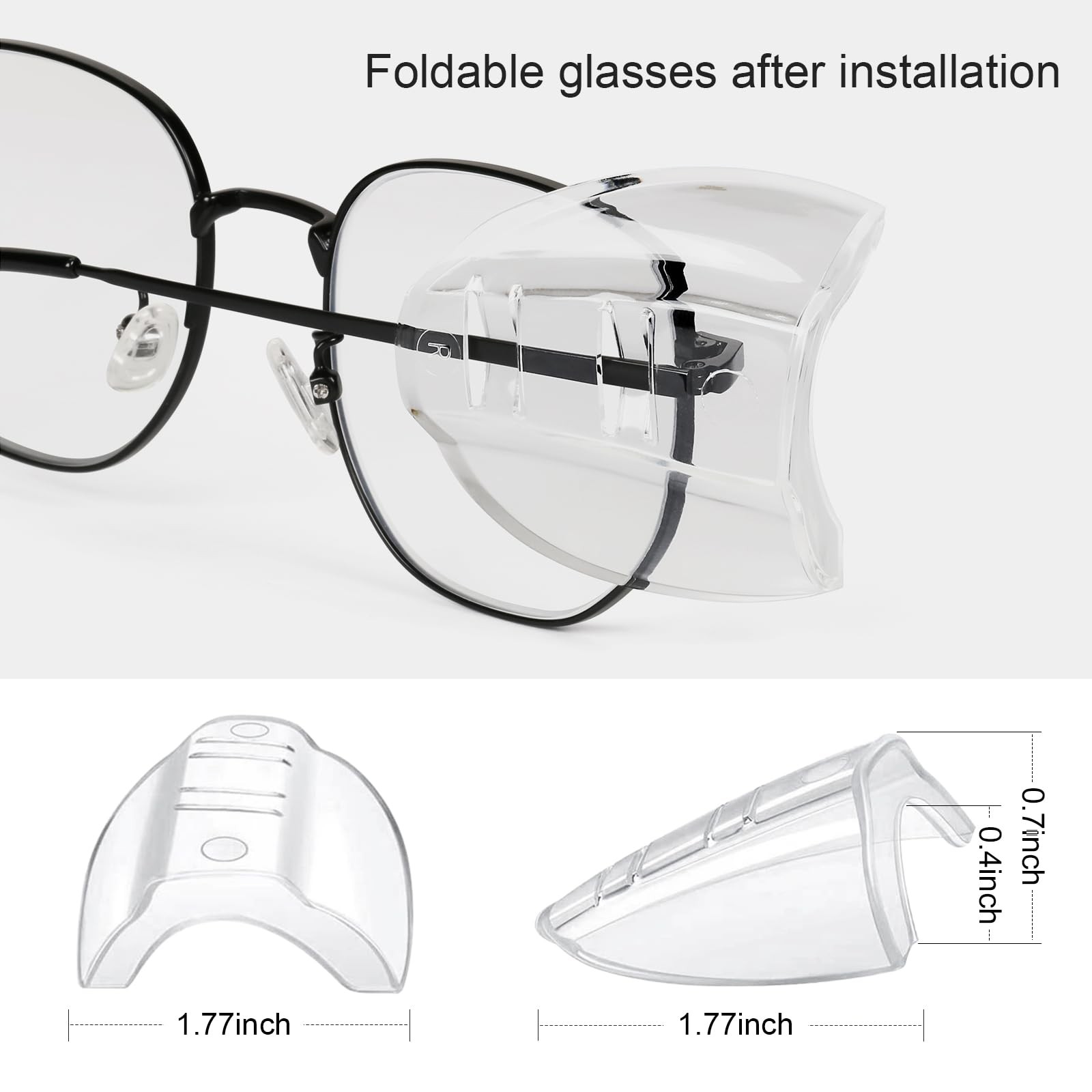 YunTuo 2/4/6/10 Pairs Glasses Side Shields for Eye Glasses,Safety Glasses wit…