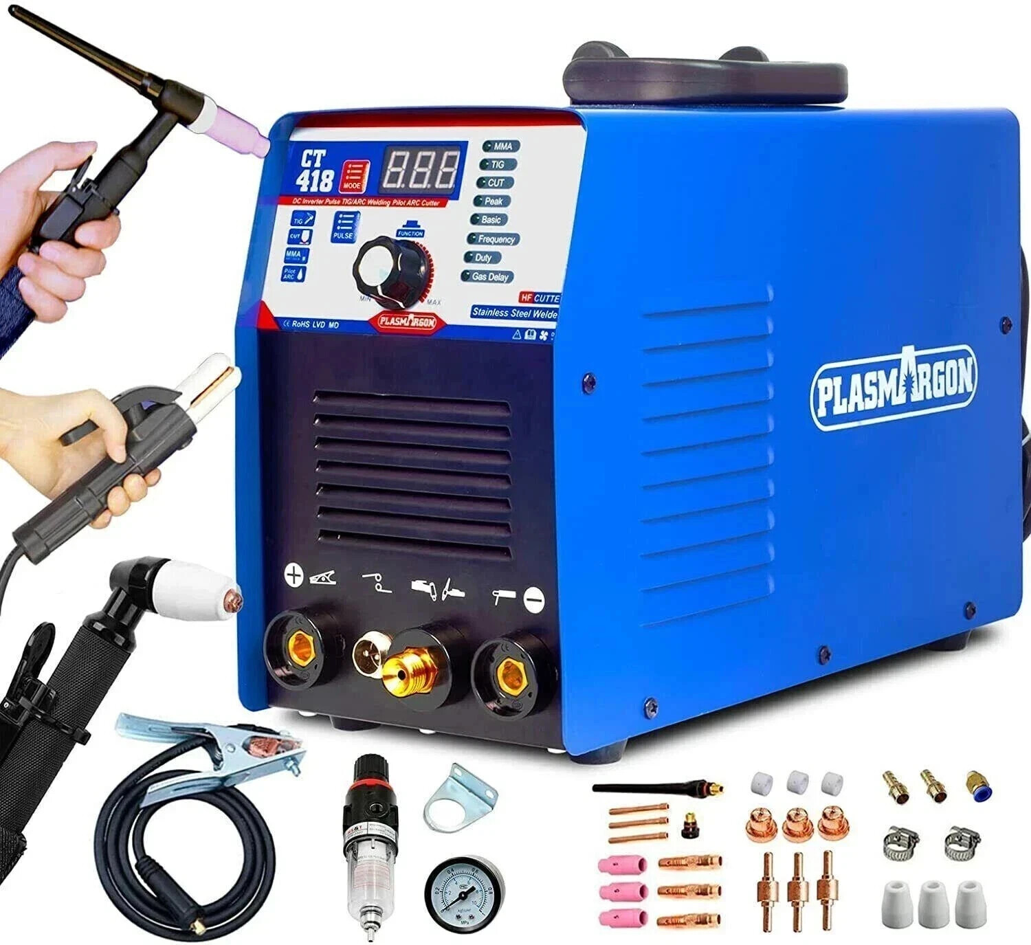 CT418 3-IN-1 110V/220V Plasma Cutter Welder Combo Machine 40A CUT/180A TIG/MMA