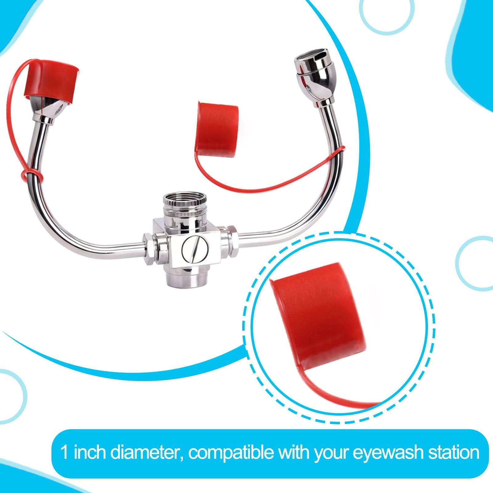 2 Packs Tethered Dust Cover 1 Inches Eye Wash Faucet Sink Attachment Red Safe…
