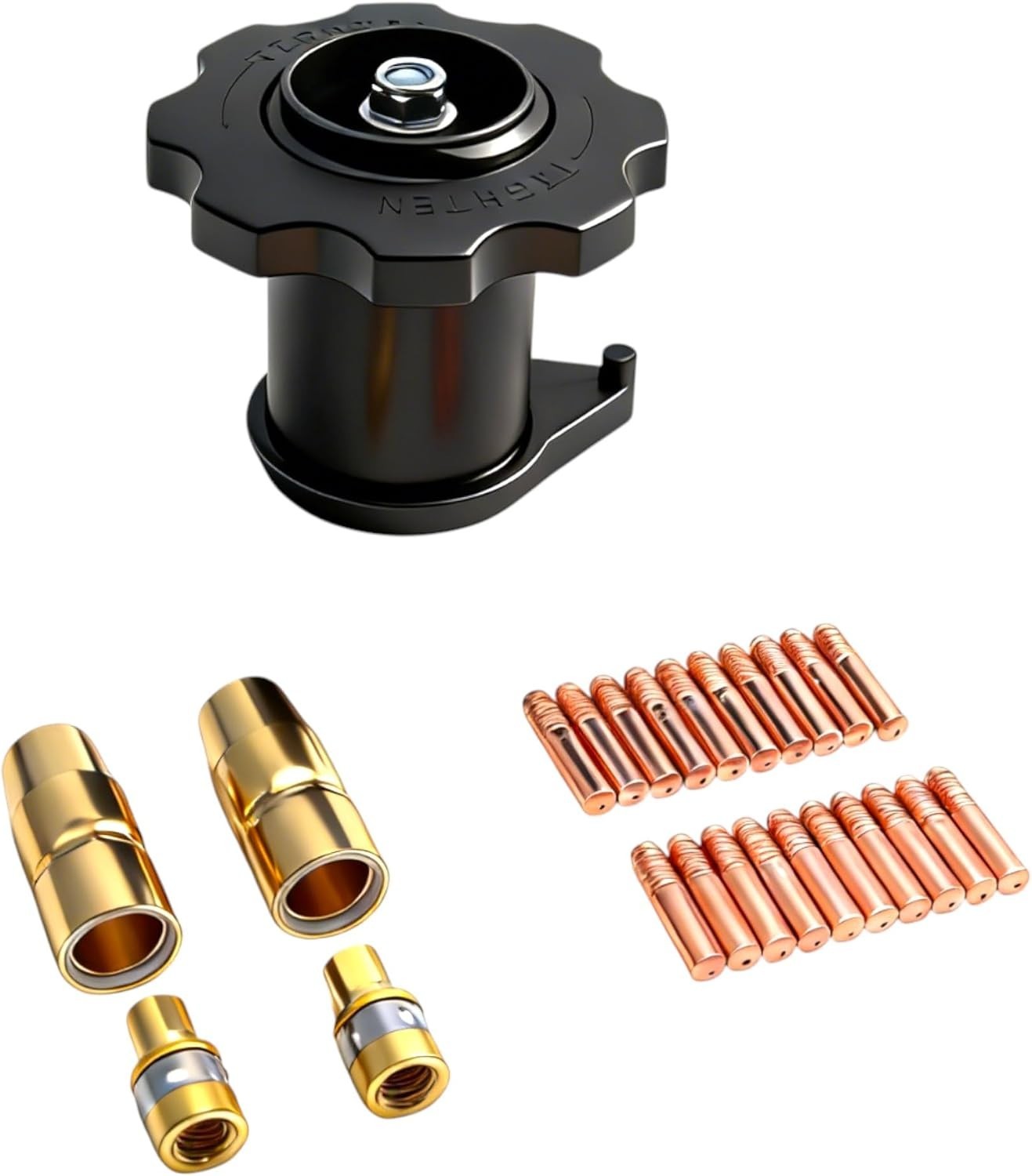 Wire Spool Adapter Hub & Gas Nozzle Tips Kit for Miller & Hobart Welders, .030