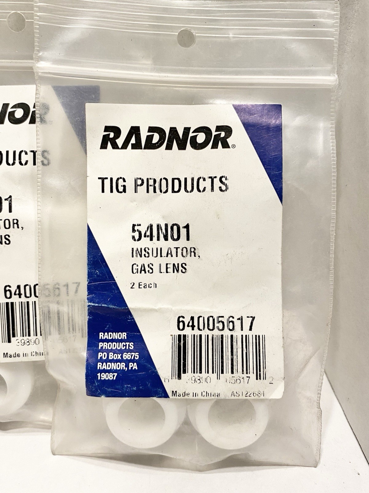 Lot of 10 Radnor Tig Products Insulator Gas Lens 54N01 Cup Gasket Torch (5x2pk)