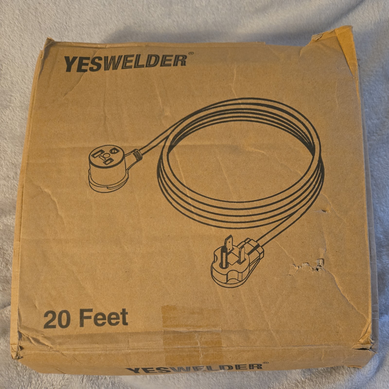 YESWELDER 20ft 220V Welder Extension Cord 10 AWG Heavy Duty for Welding Machines