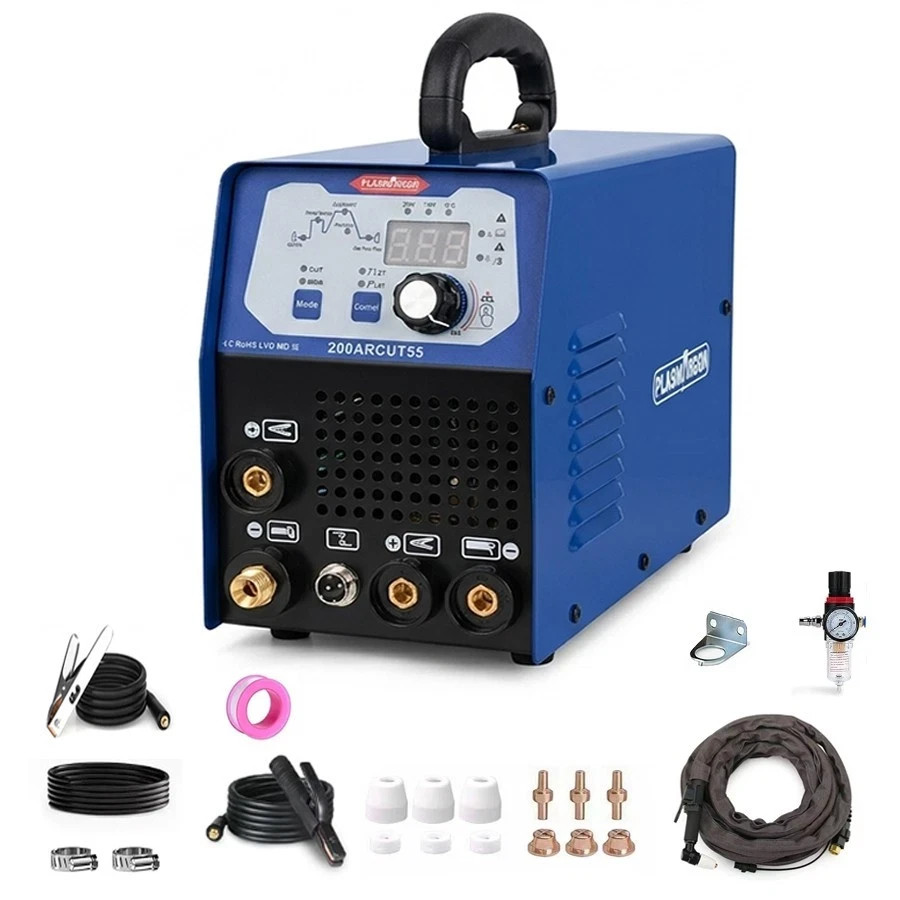 2-IN-1 Plasma Cutter Stick Welder,110V/220V 55A CUT/200A MMA,2T/4T,IGBT Inverter