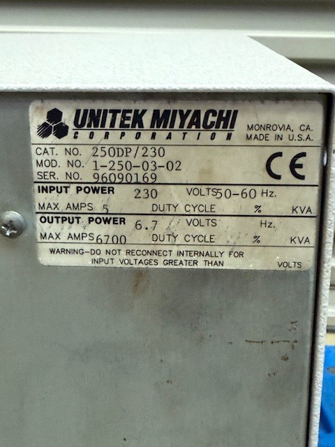 Unitek Miyachi 250DP/230 1-250-03-02 250 Dual Pulse Stored Energy Power Supply