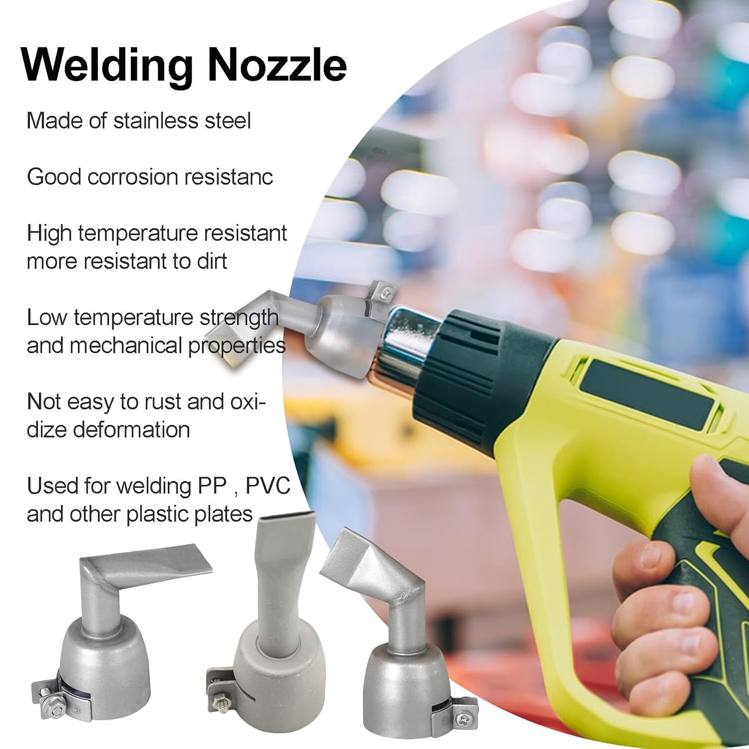 3Pcs 20mm 90° 120° Flat Wide Mouth Tubular Nozzle Hot Air Gun Welding Nozzles