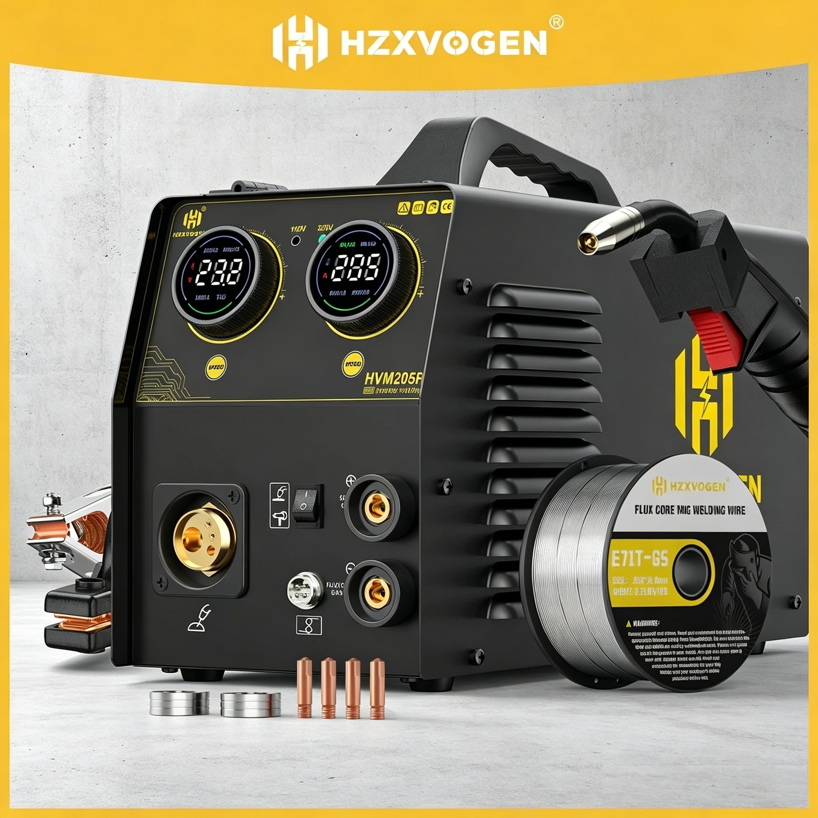 HZXVOGEN 5in1 HVM205P Welder Dual Round Screen 150A 110V/220V Dual Voltage
