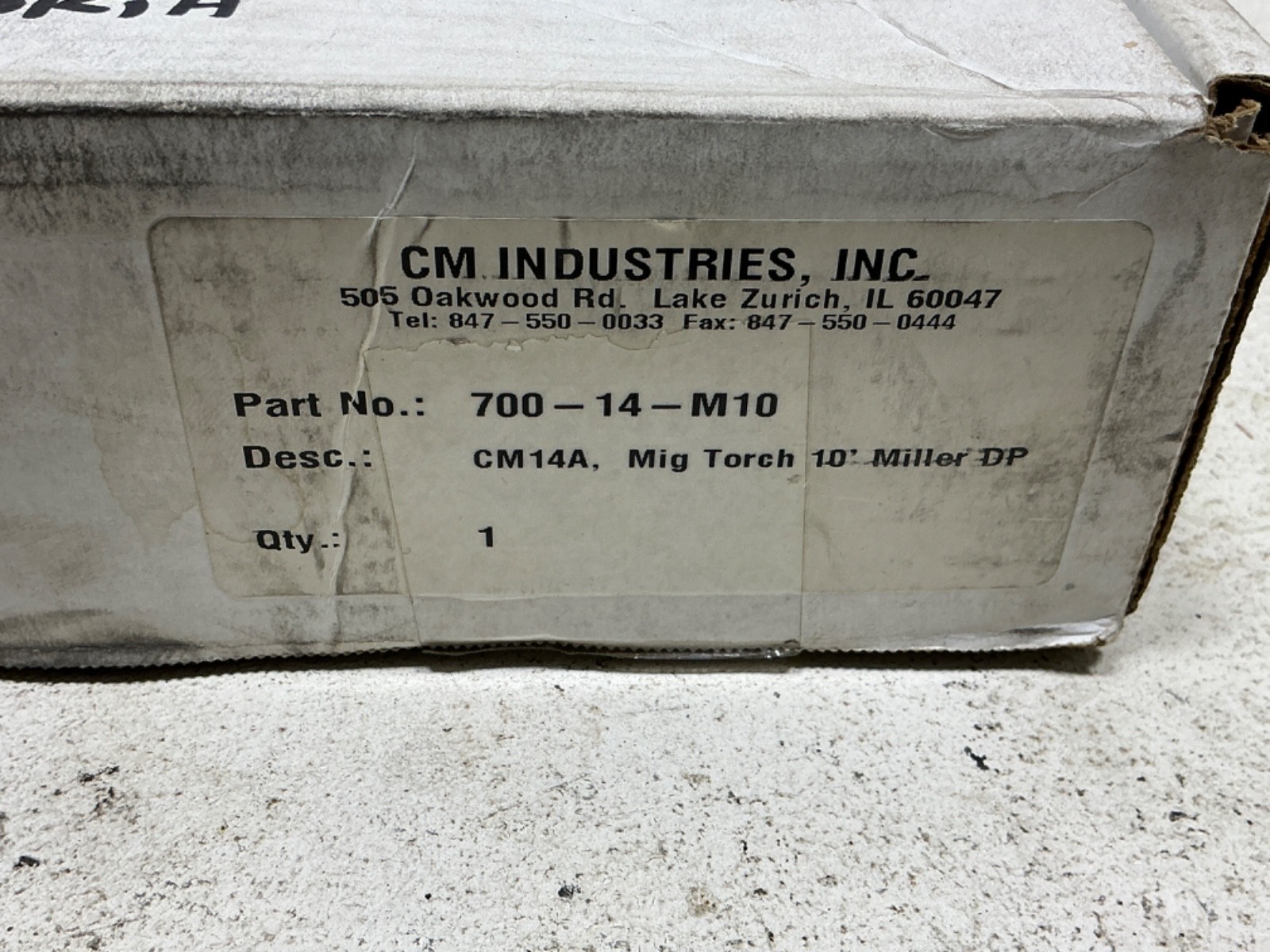 CM INDUSTRIES 700-14-M10 MIG TORCH CM14A MILLER