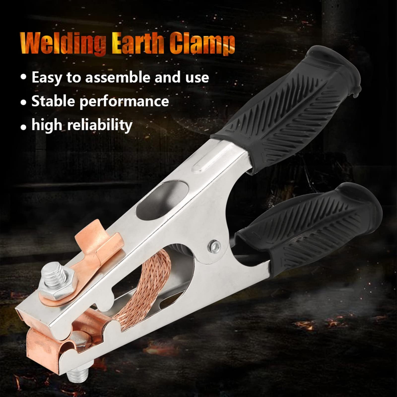 “500A Electroplated Welding Ground Clamp, Copper Earth Clip for Manual Welders”