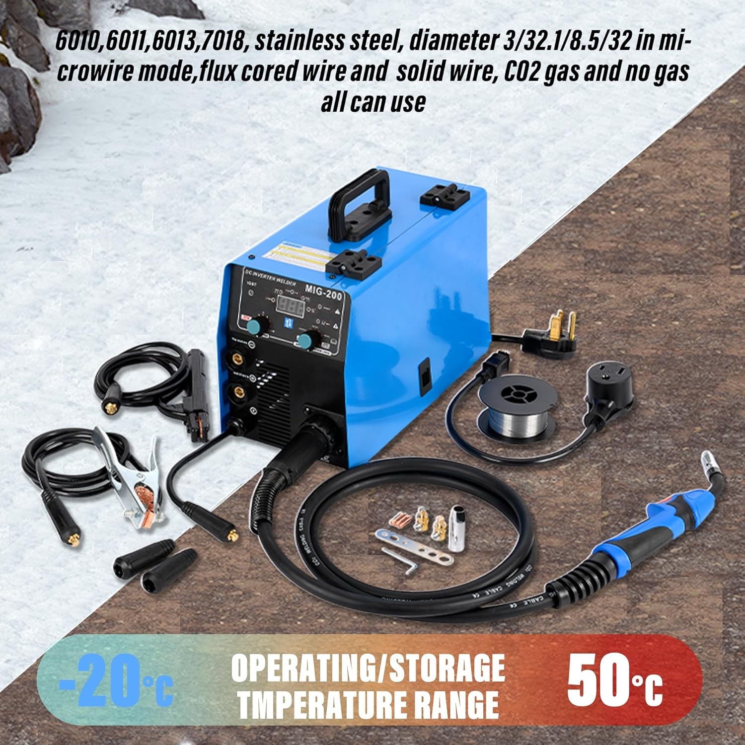 S7 MIG Welder, 200Amp 4 in 1 Gas MIG/Gasless Flux Core MIG/Stick/Lift TIG Multi