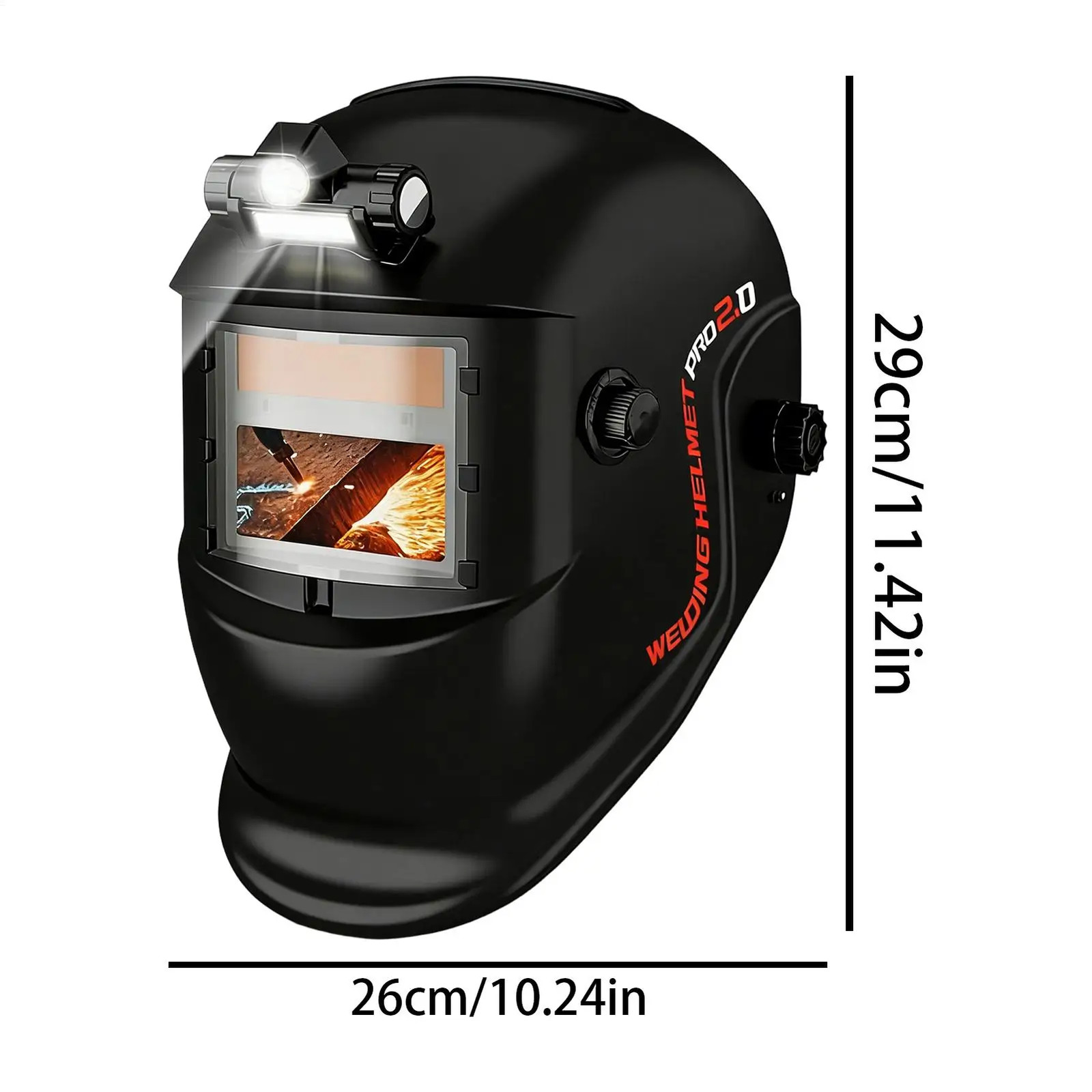 Solar-Powered True Color Auto Darkening Welding Helmet with Light for TIG MIG AR