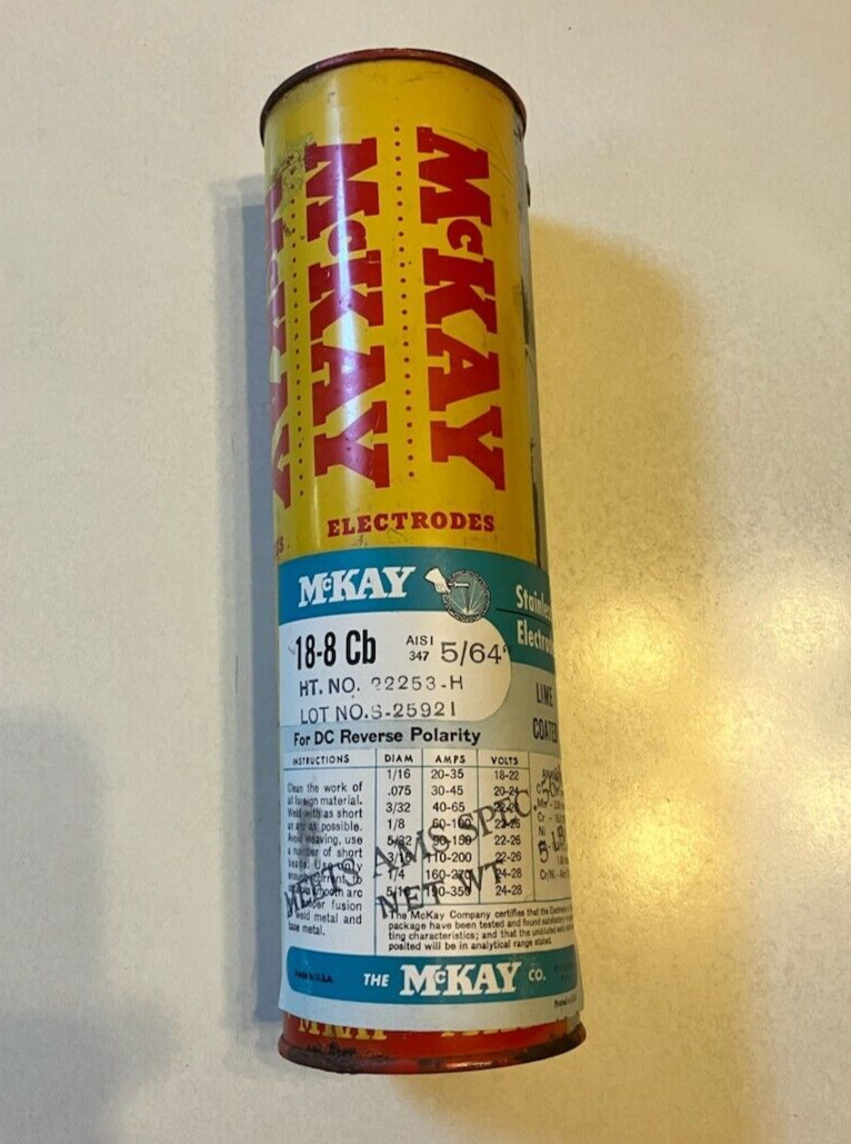 McKAY Vintage Welding Electrodes 5/64 18-8 Cb – 5 lb sealed can
