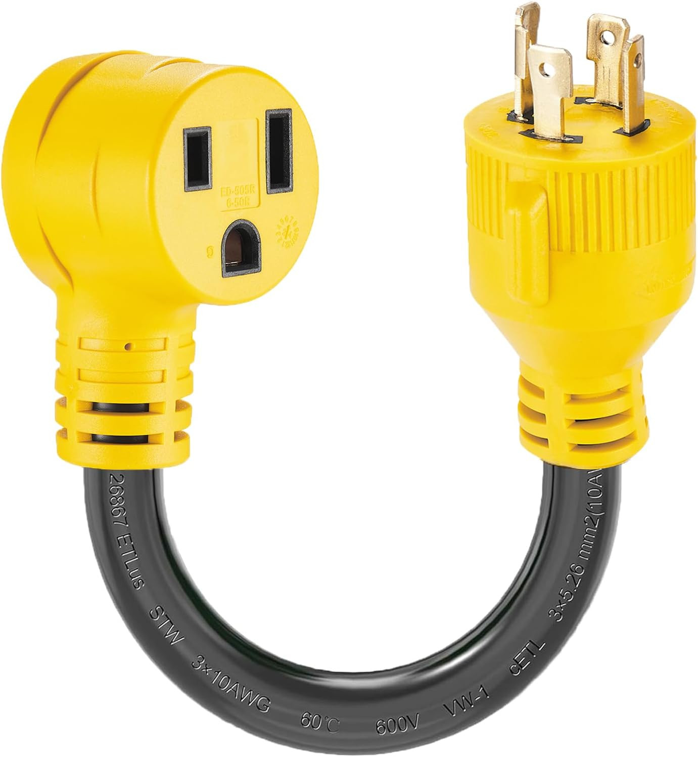 NEMA L14-30P to 6-50R 30 Amp Welder Adapter Cord 1.5Ft, ETL Listed | STW 10 AWG/