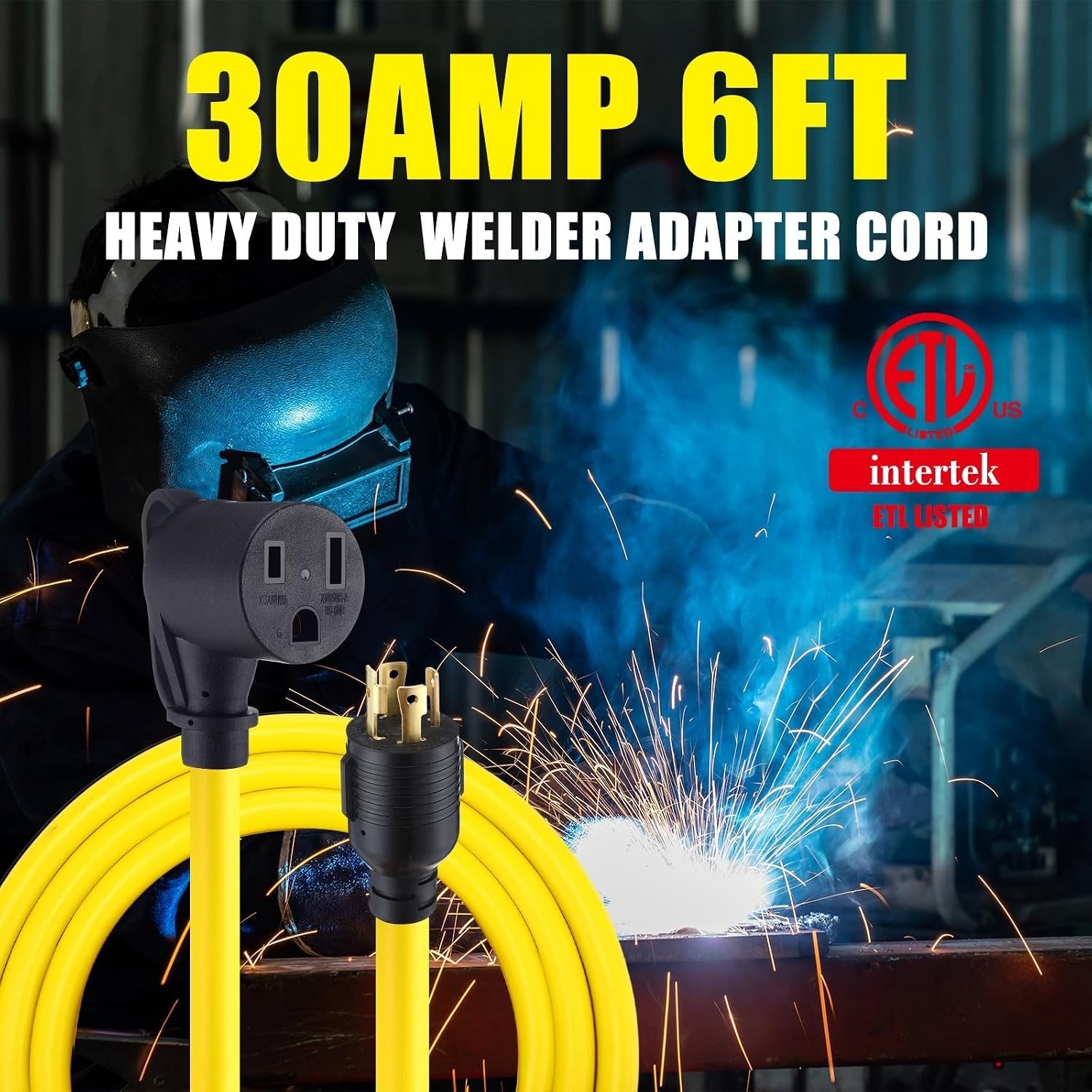 30A to 50A Welder Adapter 6ft NEMA L14-30P Male to 6-50R Female Power Cord