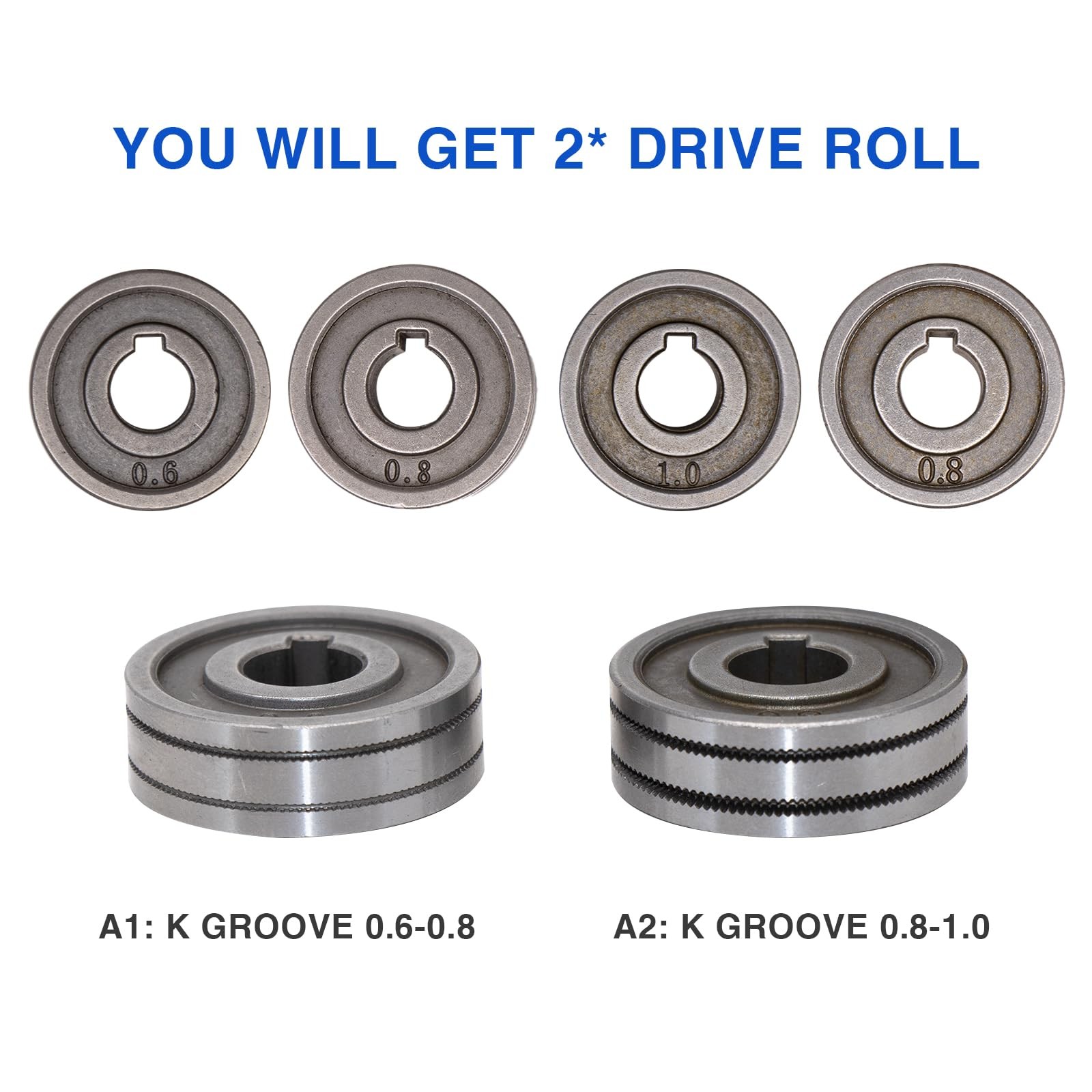 2Pcs Welding Feed Roller Wire Drive Wheel 0.6-0.8mm/0.8-1.0mm, Knurl K…