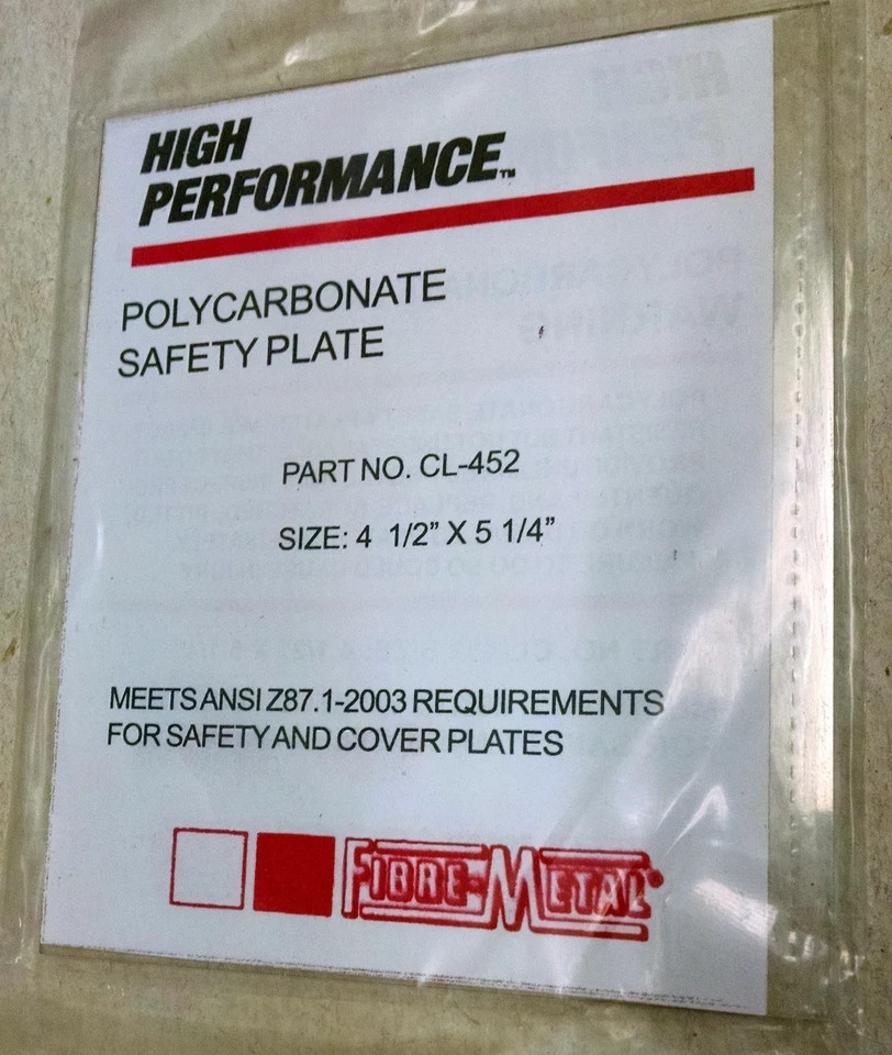 Honeywell Fibre-Metal CL-452 Welding Safety Plate Front Lens Tigerhood ADF CL452