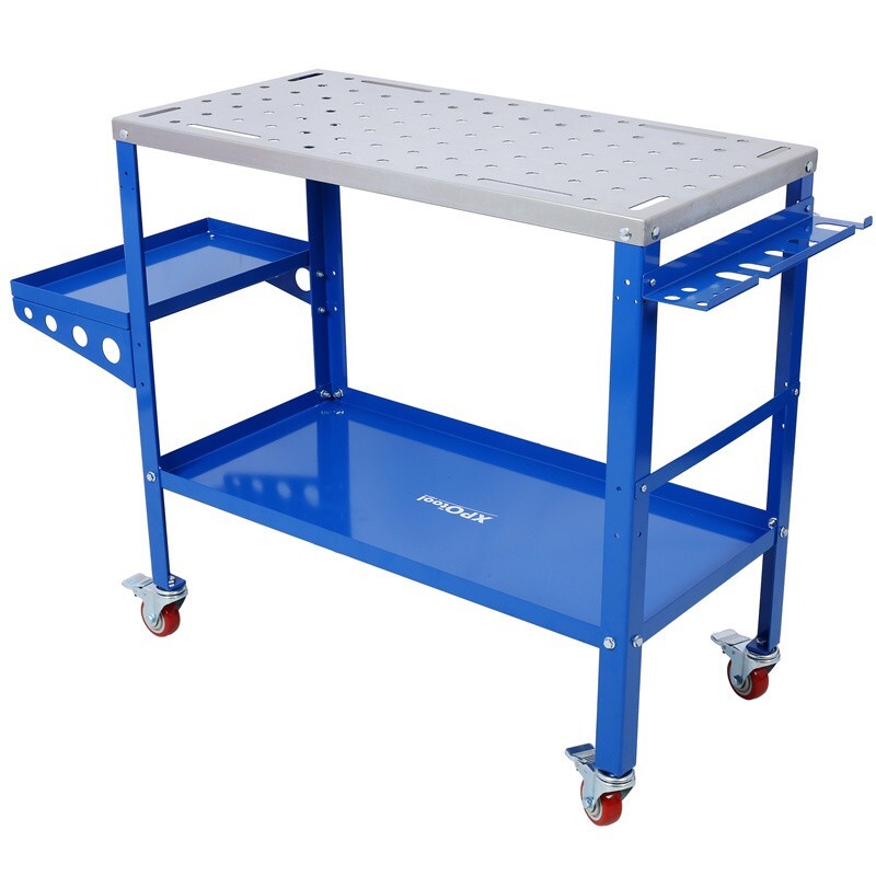 Welding Table 36″x18″ 1200lbs Load Carbon Steel Workbench w/Storage Tray &Wheels