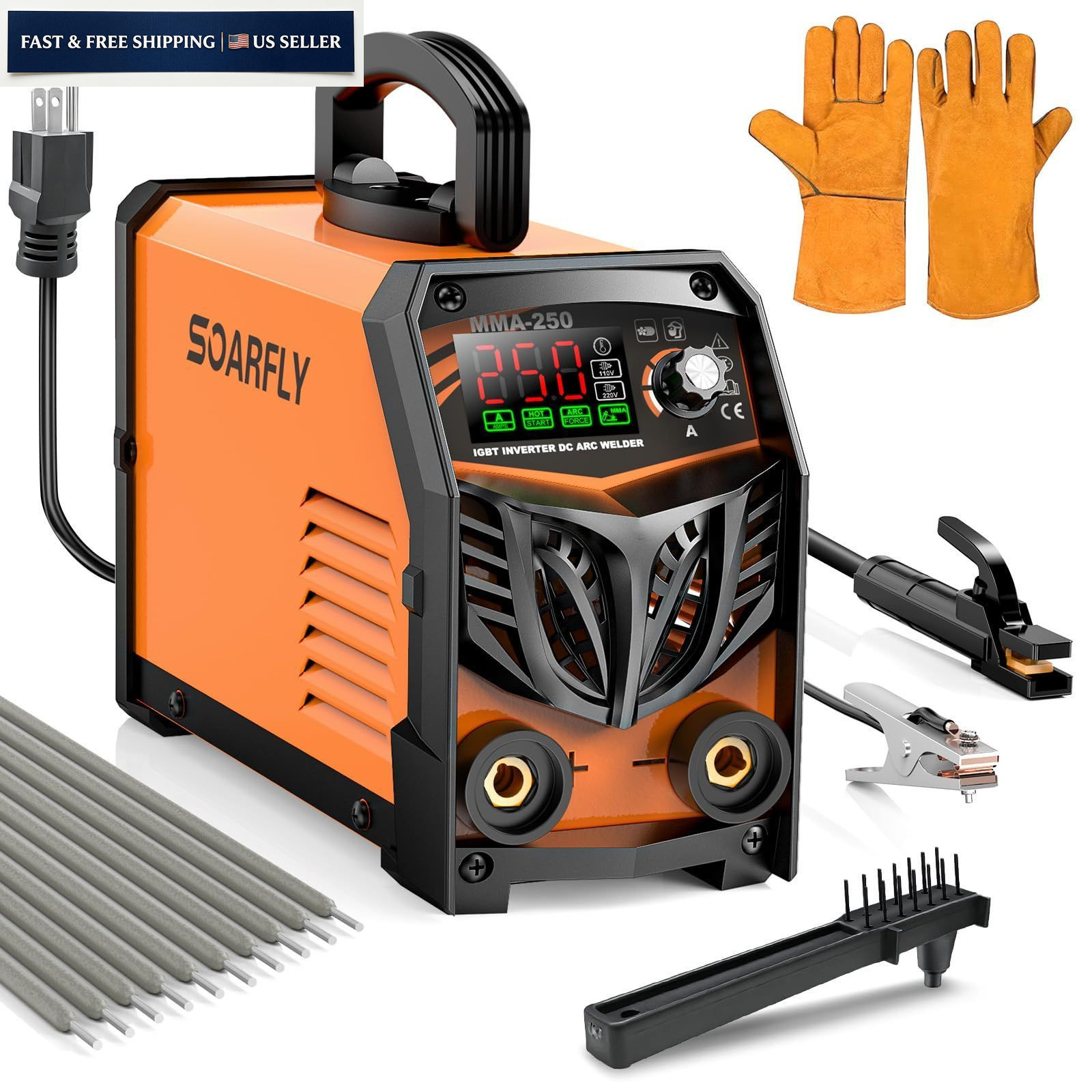 250Amp ARC Welding Machine Stick Welder Portable Inverter 110V 220V LED Display