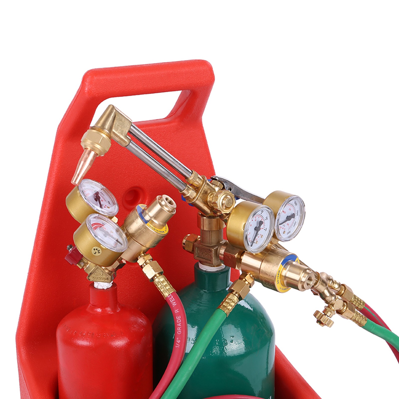 Welding Cutting Torch Kit Oxygen Acetylene Brass Torch with 4L Tanks Regulators