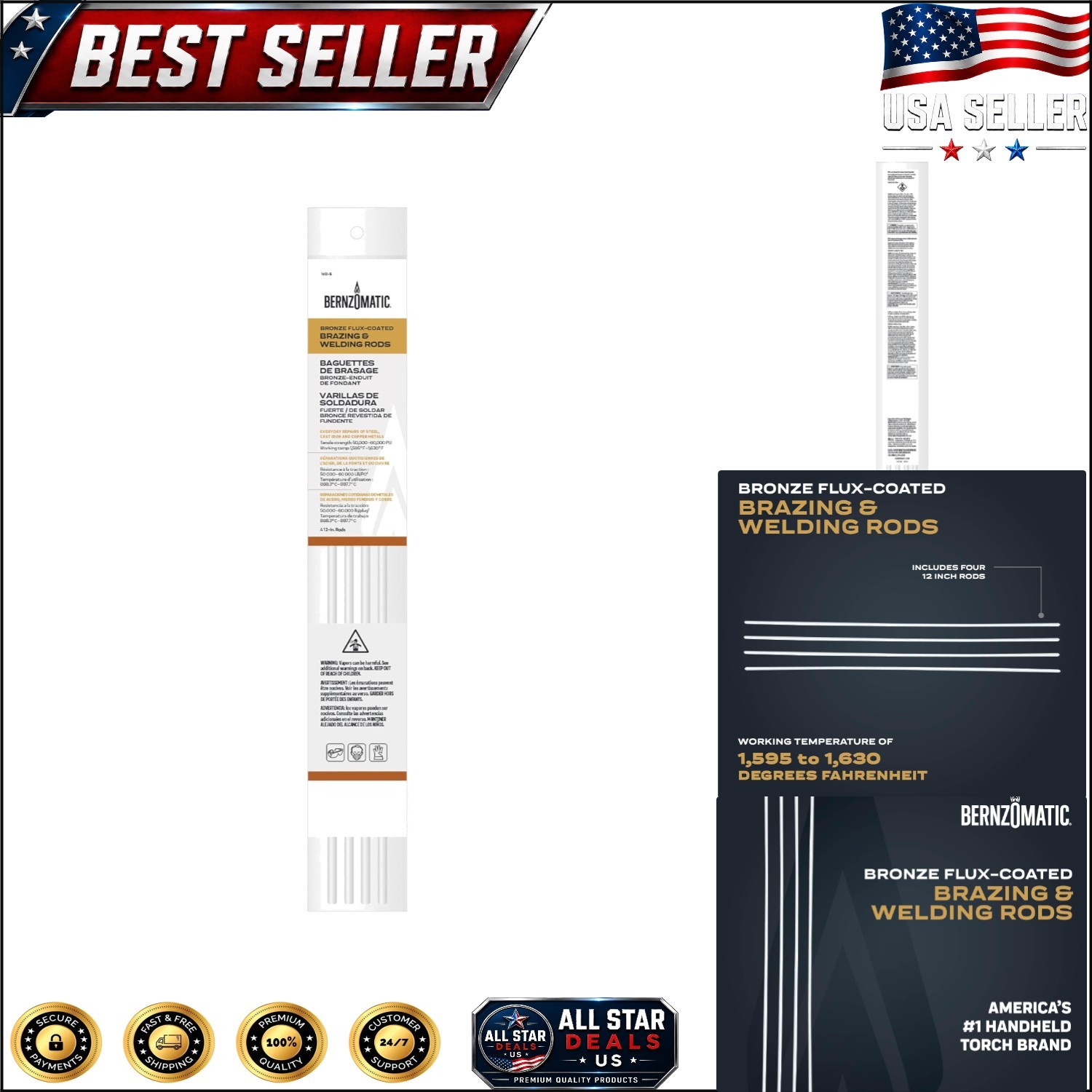 4-Pack 12 Inch Bronze Brazing & Welding Rods – Unmatched Strength for Tough Jobs