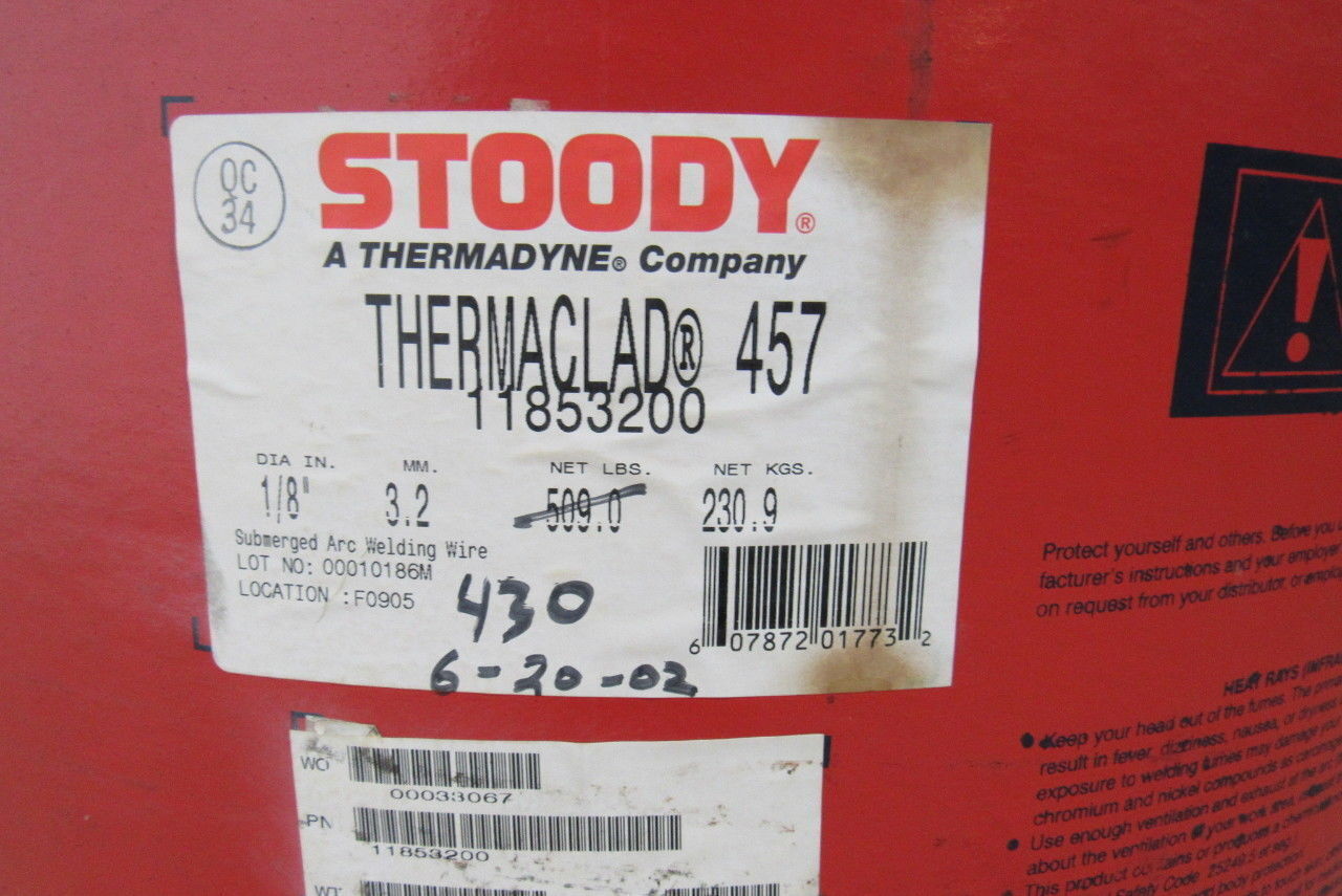 Stoody Thermaclad 457 1/8″ Submerged Arc Hard Facing MIG Welding Wire 850 LBS.