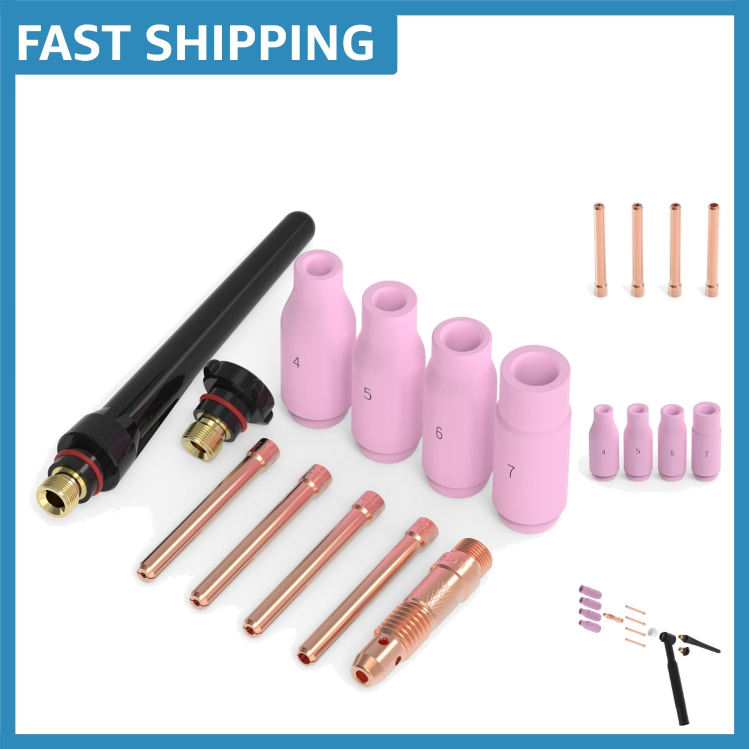 11Pcs TIG Welding Torch Consumables Kit for WP-17/18/26 – Durable & Lightweight