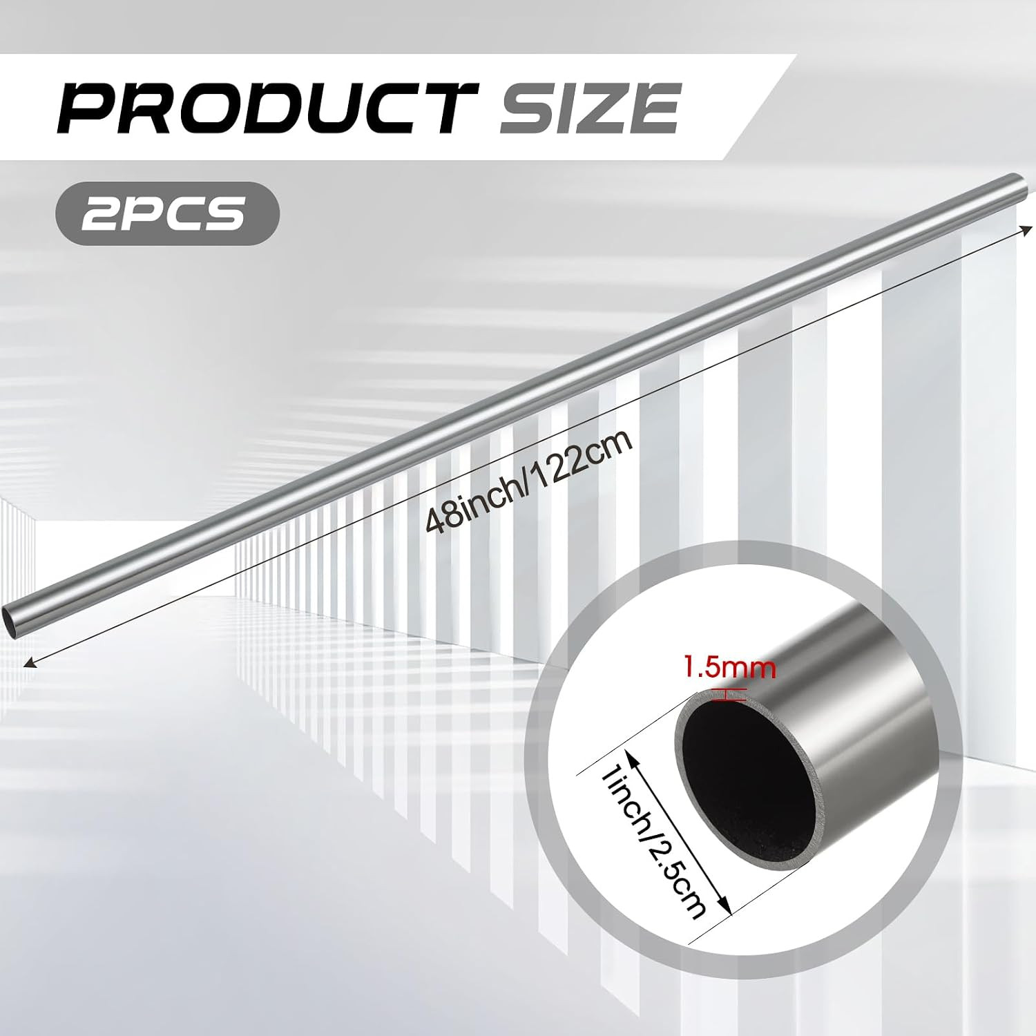 2 Pack 316 Stainless Steel Tubing, 1″ Od (0.98″/25Mm), 16 Gauge (1.5Mm Wall), ro